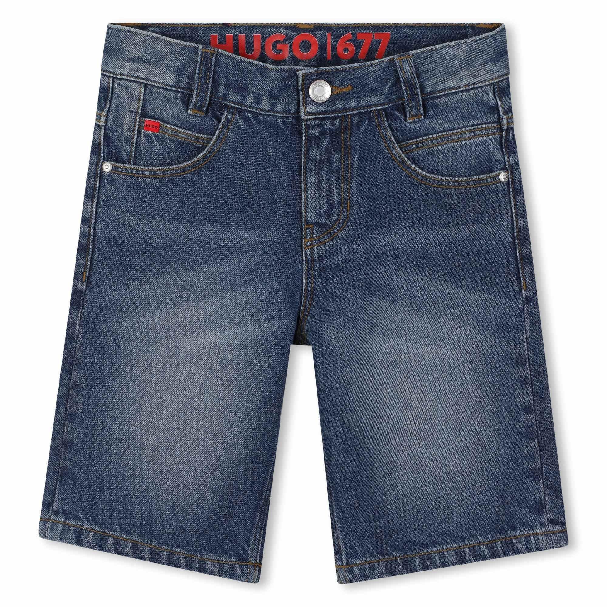 Hugo Boys Kids' Denim Shorts - Dbl Stone Z25 - 16Y
