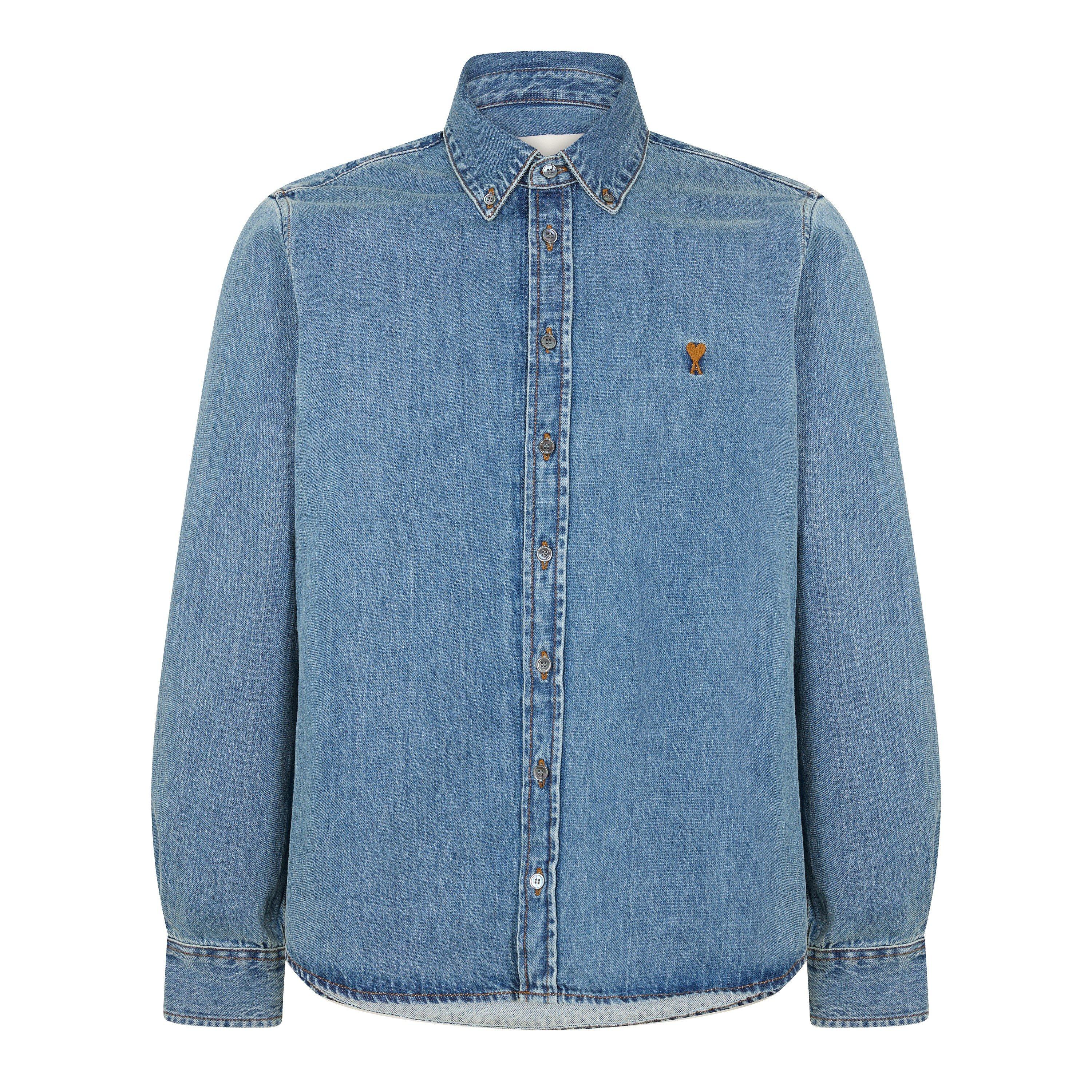 Ami Paris Men's Adc Long Sleeve Denim Shirt - Blue Used - Medium