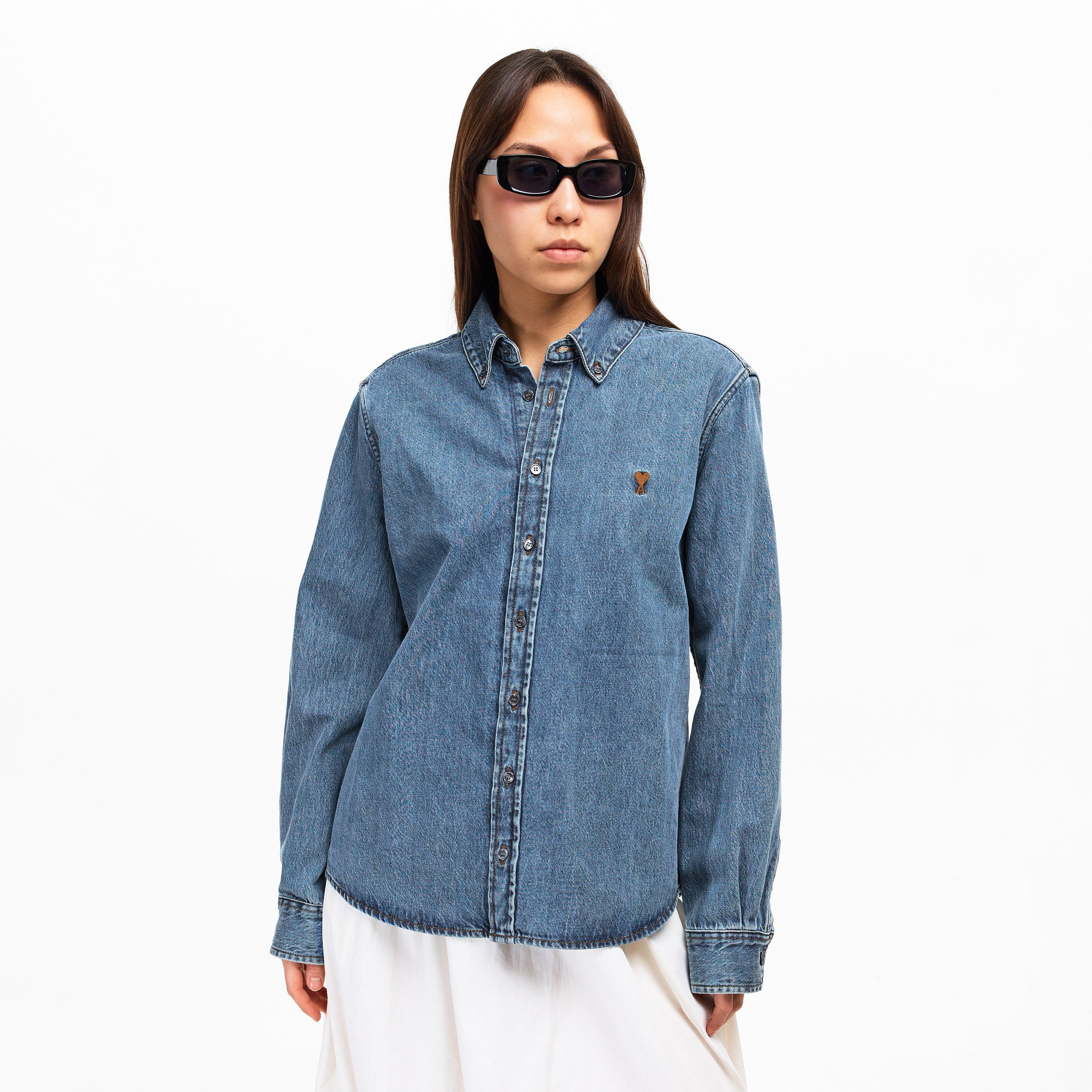 Ami Paris | Men's ADC Long Sleeve Denim Shirt | Flannels