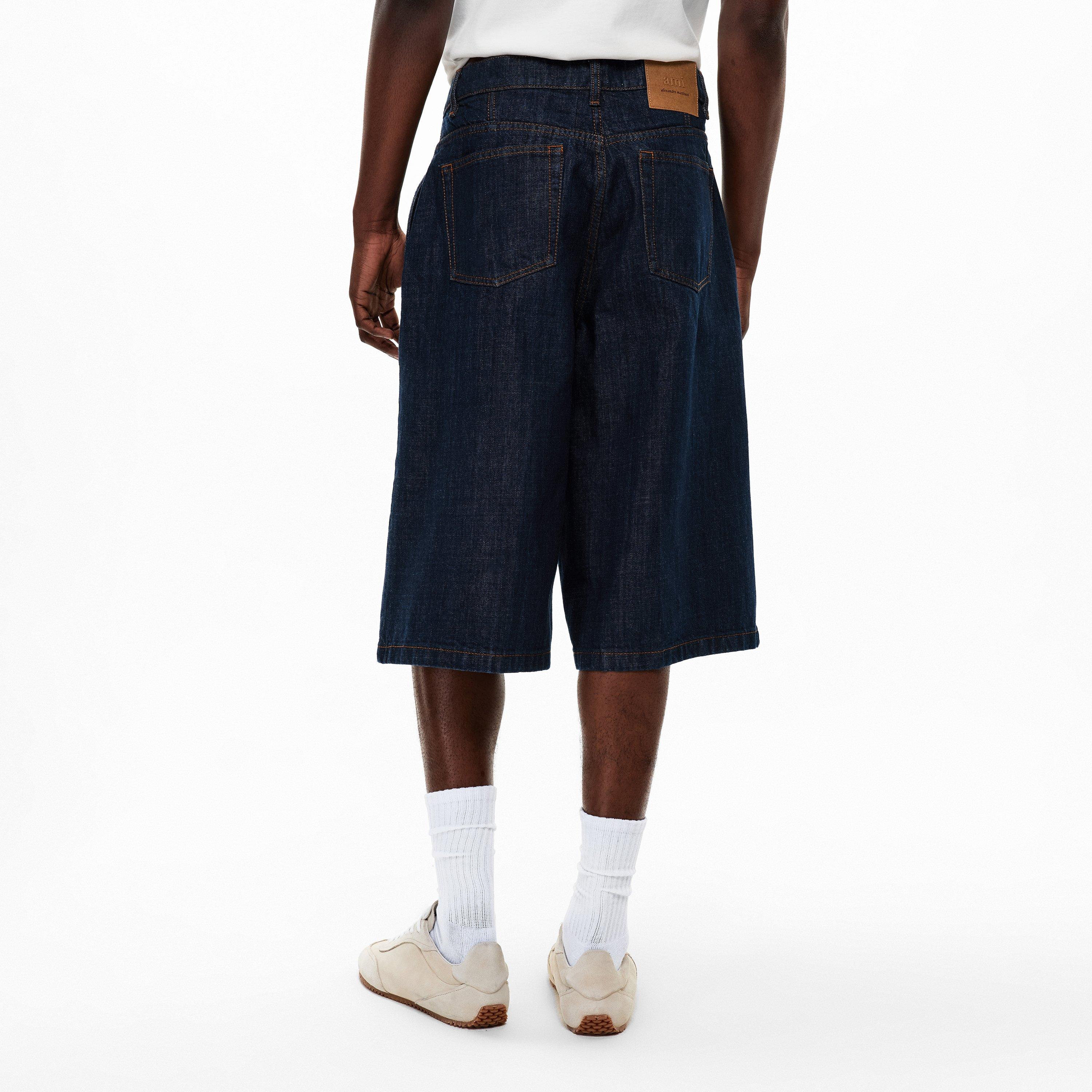 Indigo - Ami Paris - Men's Loose Denim Shorts - 4