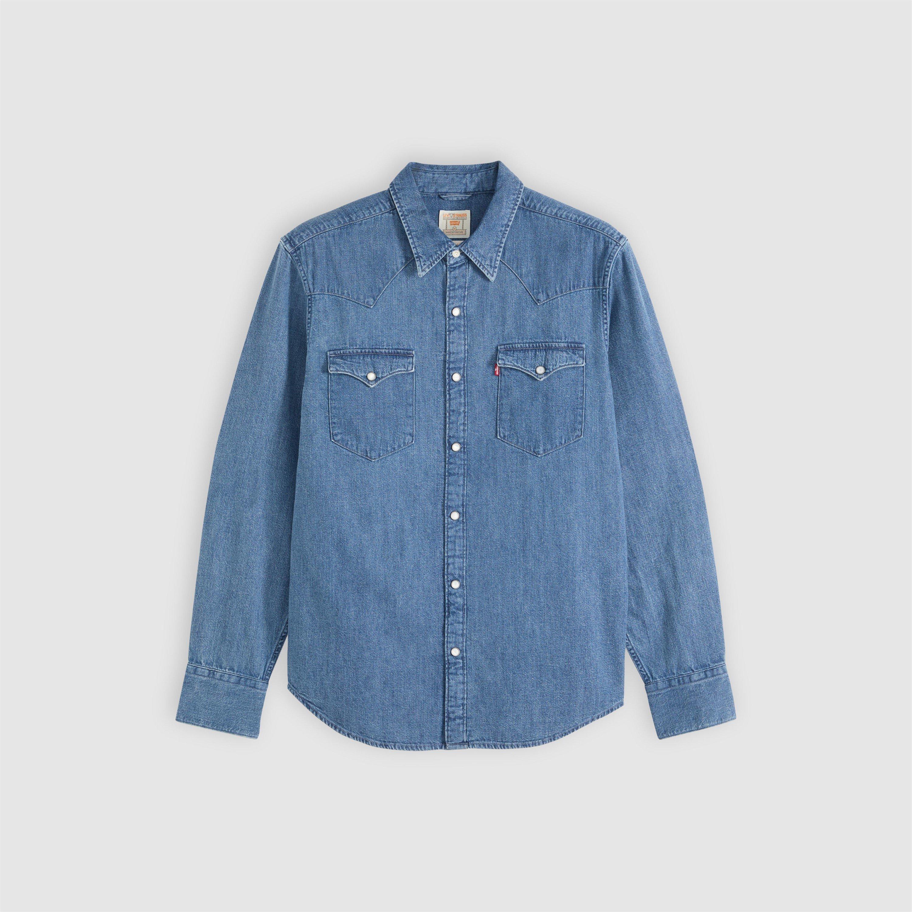 Levis Men's Barstow Western Standard Esta Long Sleeve Denim Shirt - Worn In Root - XL
