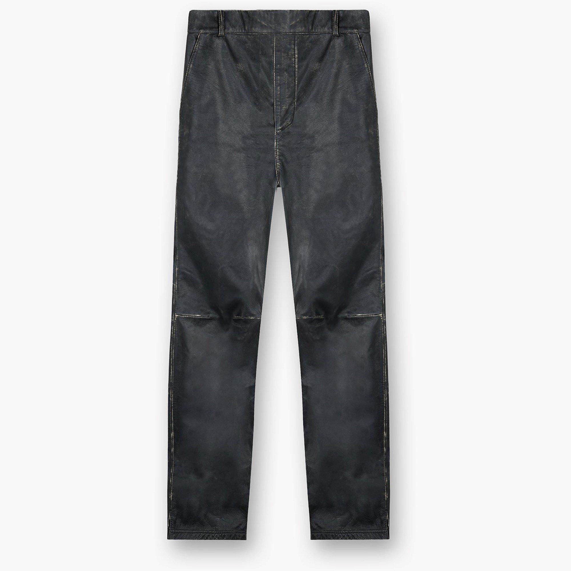 Black - Represent - Men's Distressed Leather Trousers