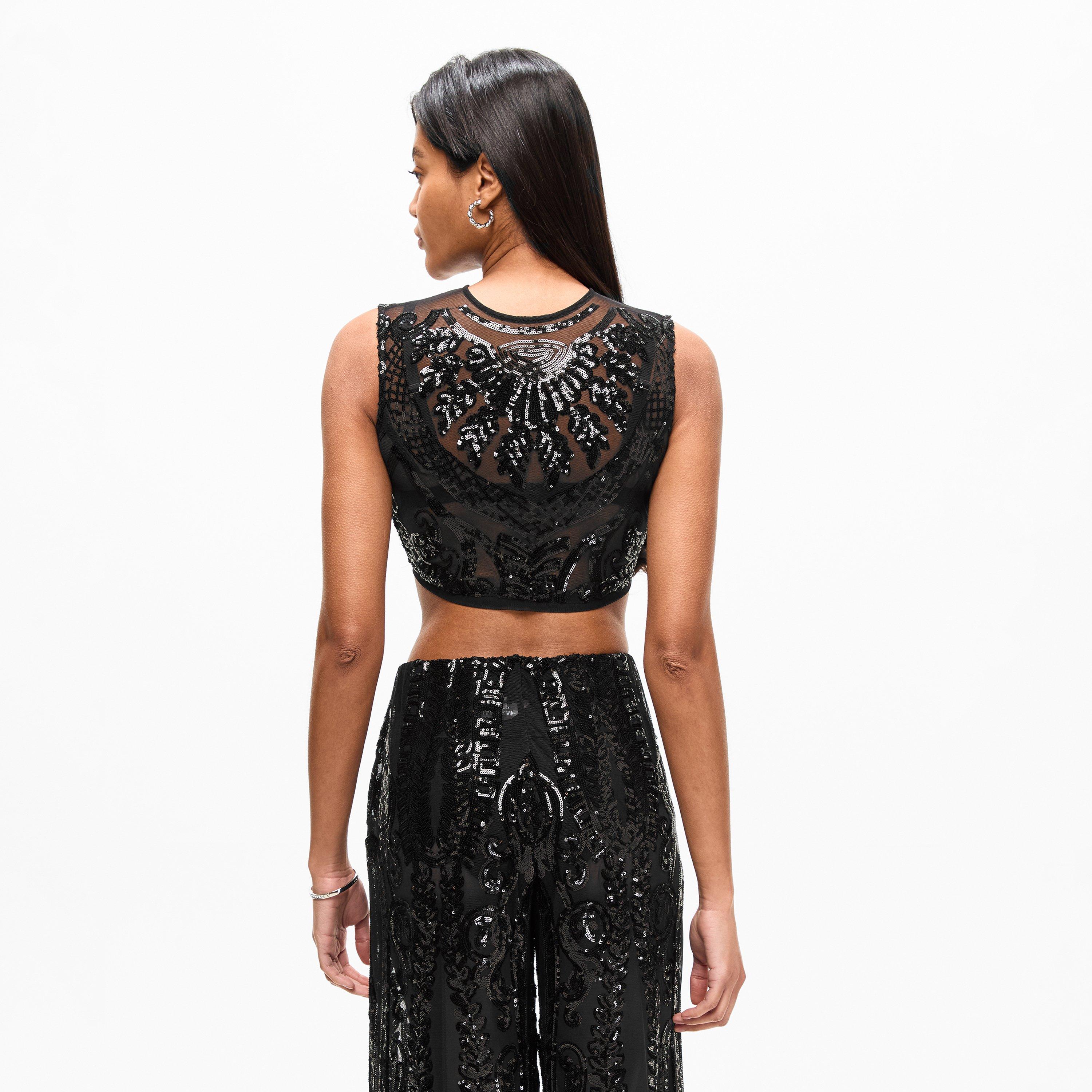 Black - Norma Kamali - NK Sqn Crop Top Ld54 - 4