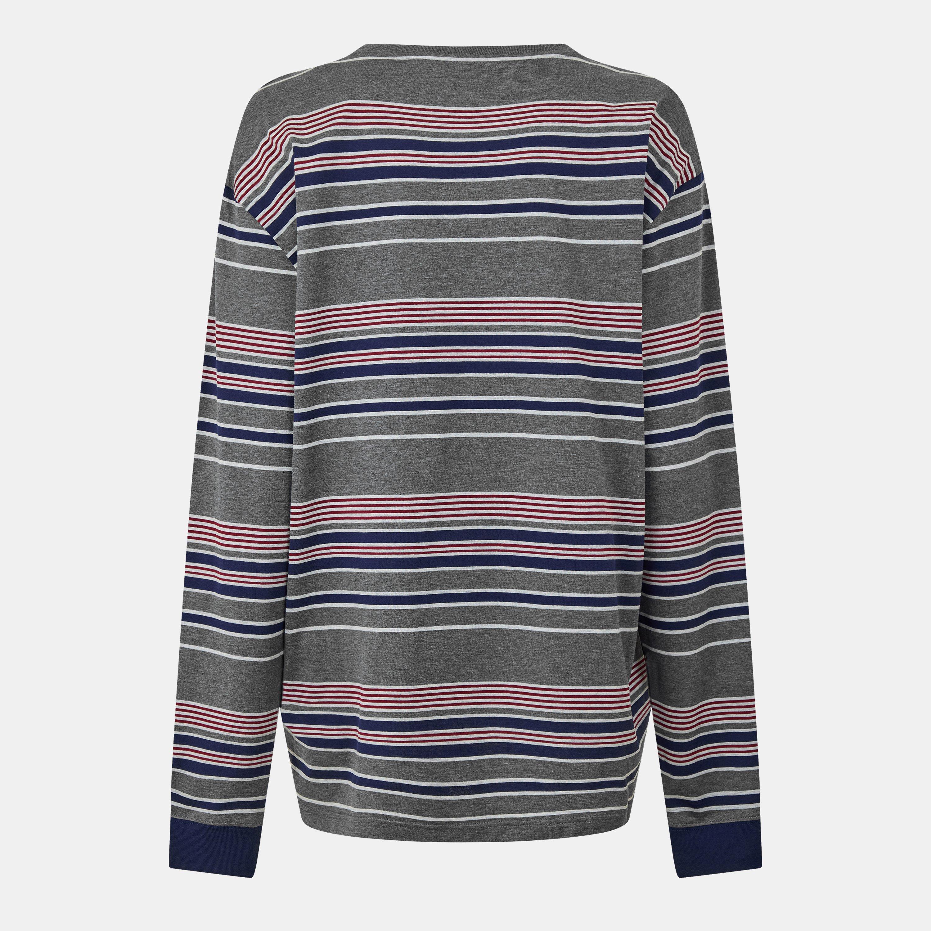 Ardesia Bleu - Miu Miu - Women's Stripe Jersey Long Sleeve T-Shirt - 2
