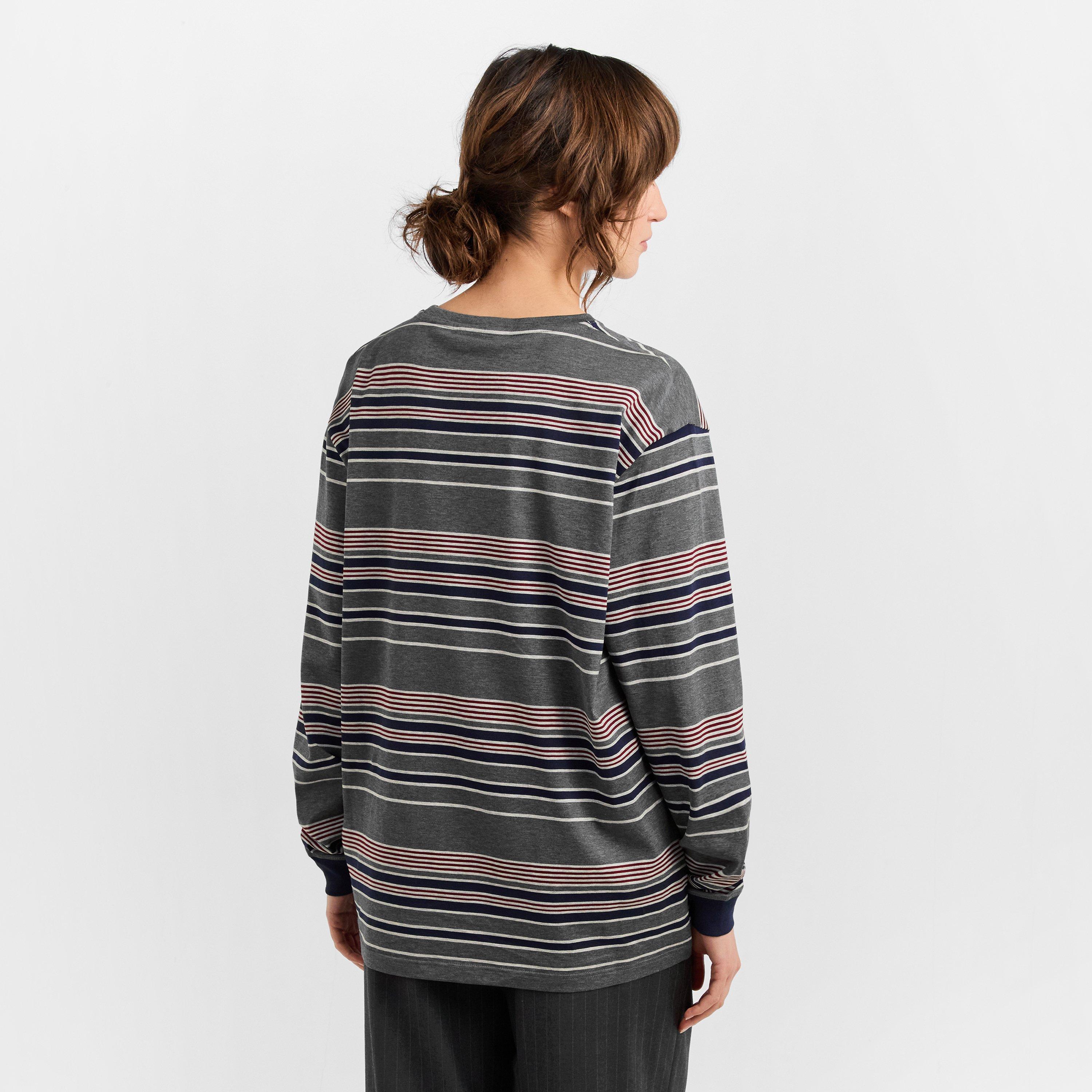 Ardesia Bleu - Miu Miu - Women's Stripe Jersey Long Sleeve T-Shirt - 4