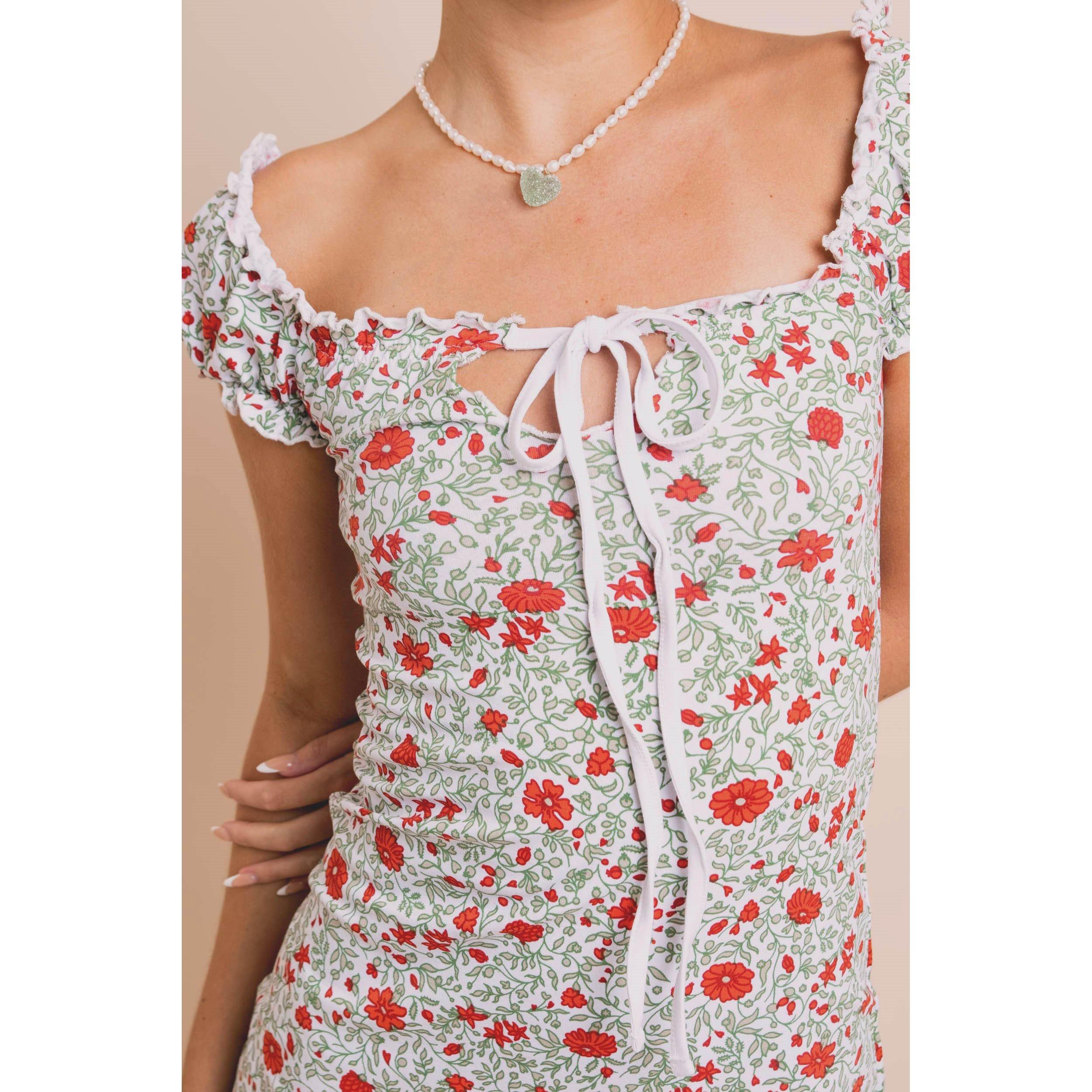 Red Ditsy - Daisy Street - Women's Ditsy Mini Dress - 4