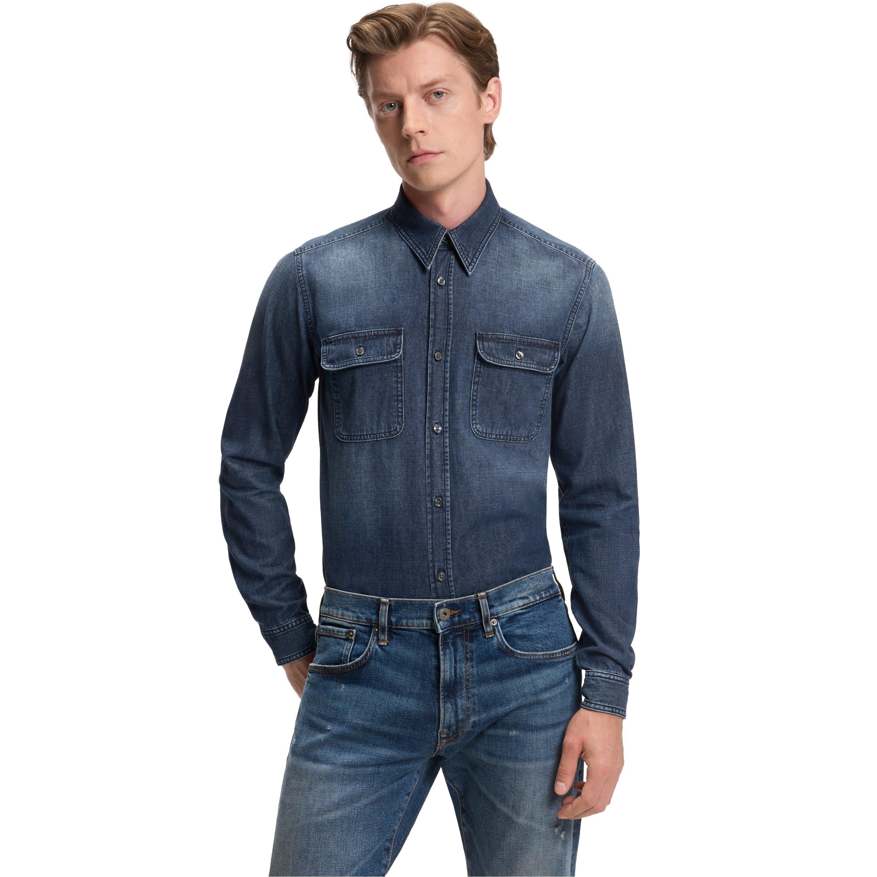 Blue 426 - Boss - Men's HBB Double Breasted Denim Shirt - 2
