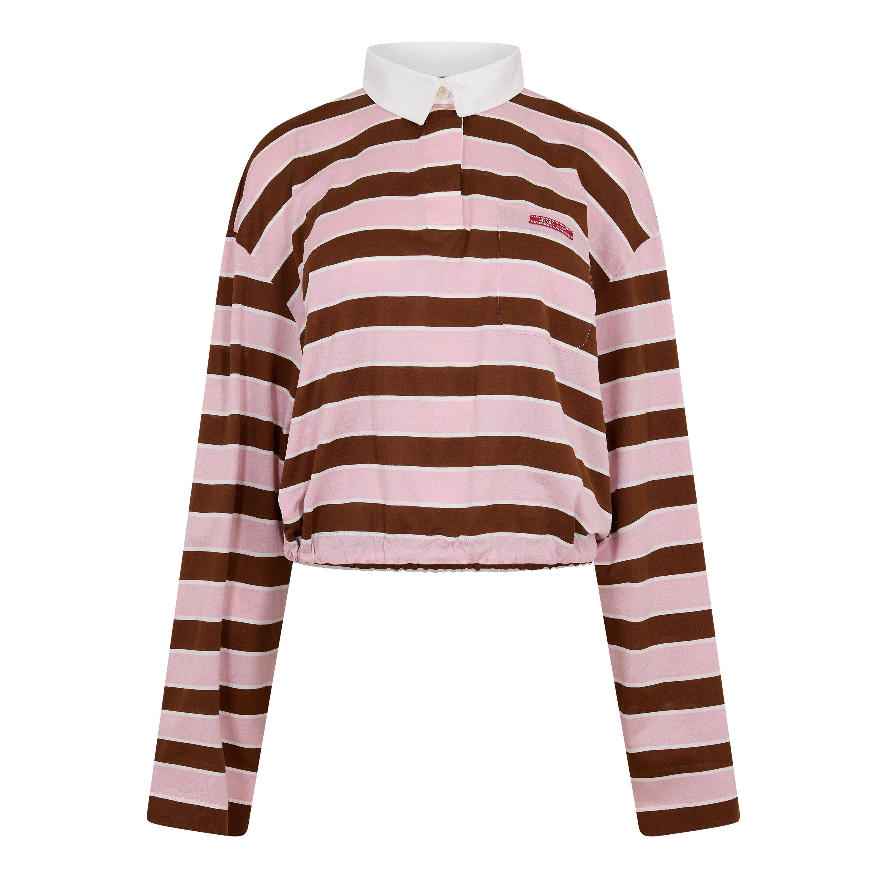 Prada Prada Long-sleeved bayadere print lisle cotton T-shirt