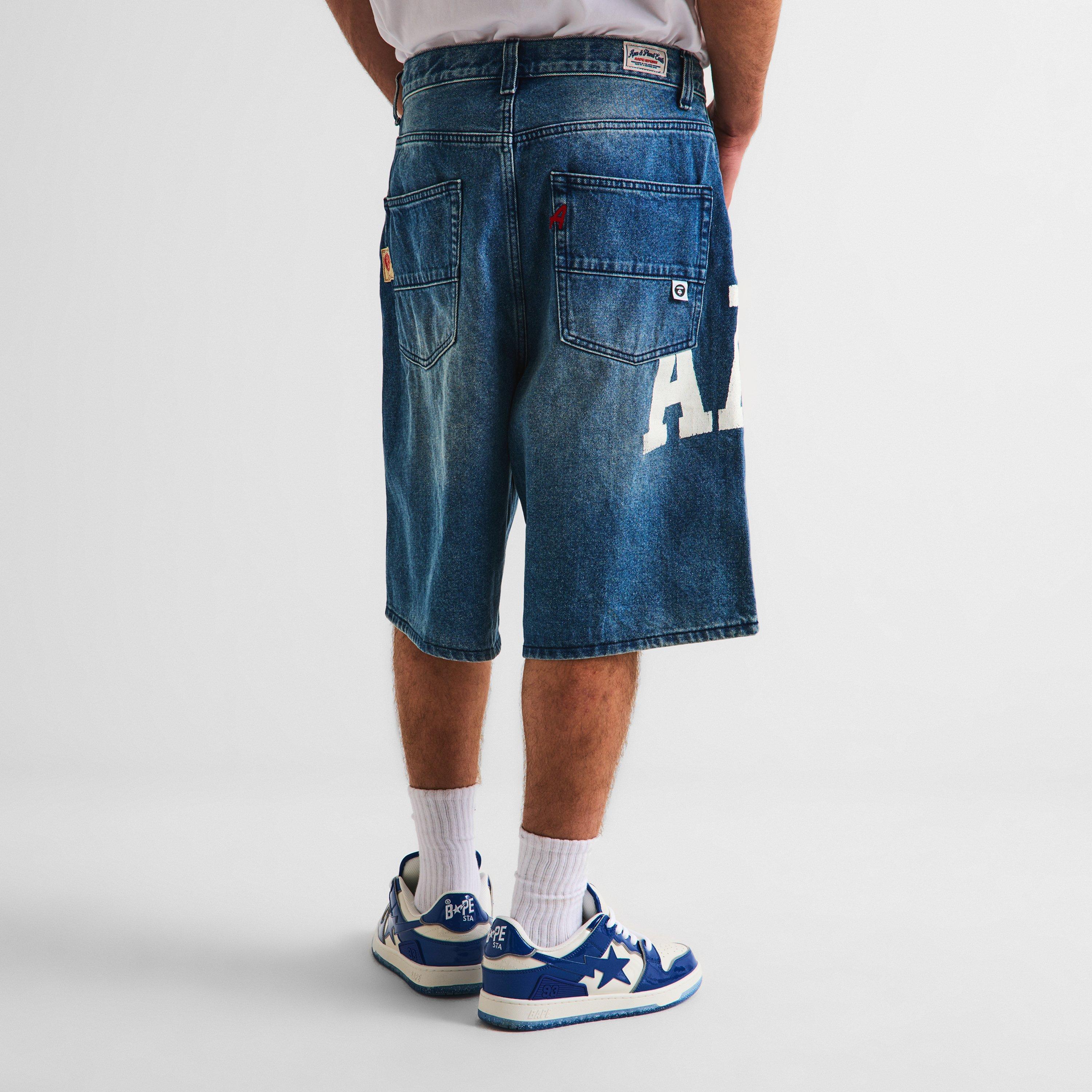 Blue - AAPE - AAPE Denim Short Sn63 - 4