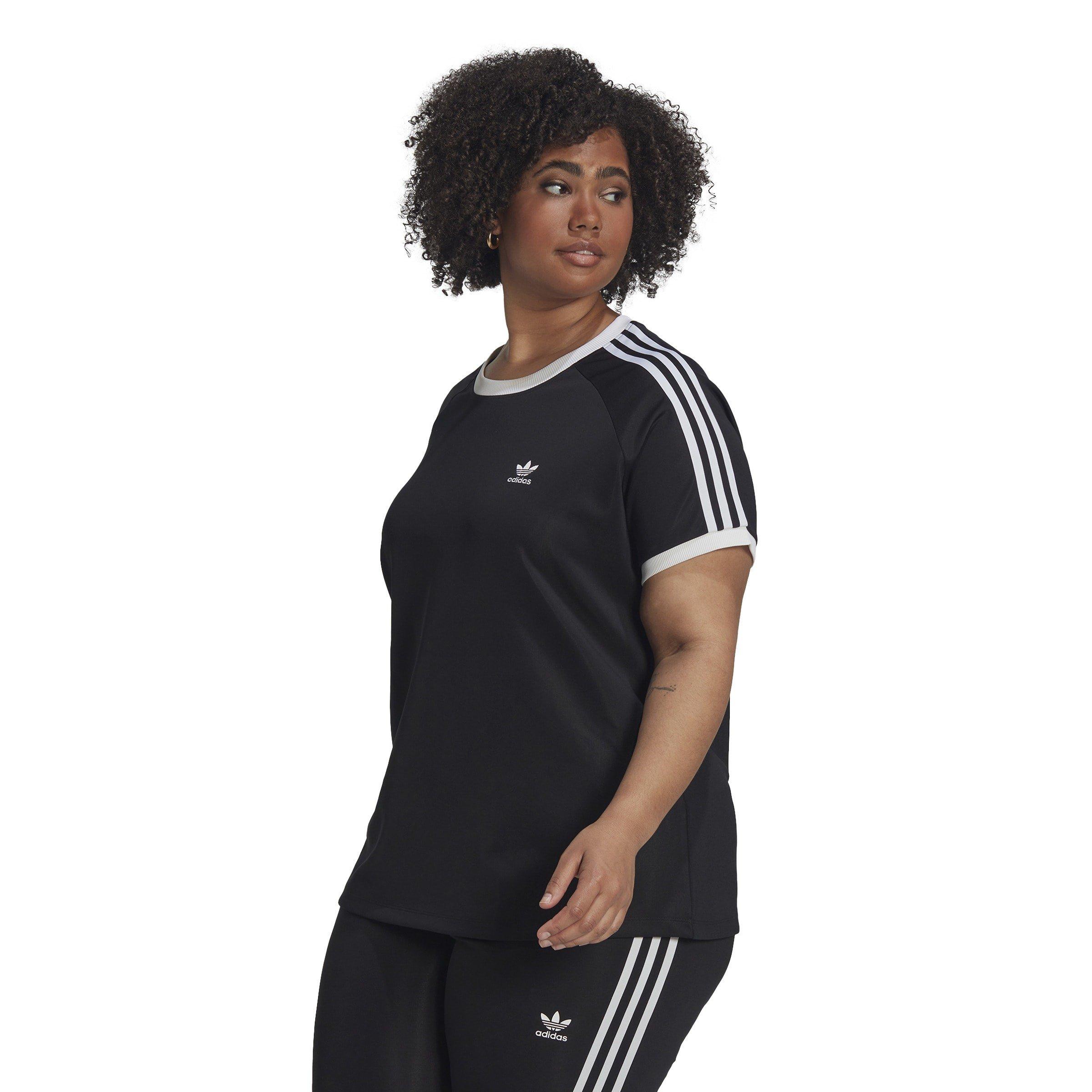Black - adidas Originals - Adicolor Plus Size Classics Slim 3-Stripes T-Shirt - 2