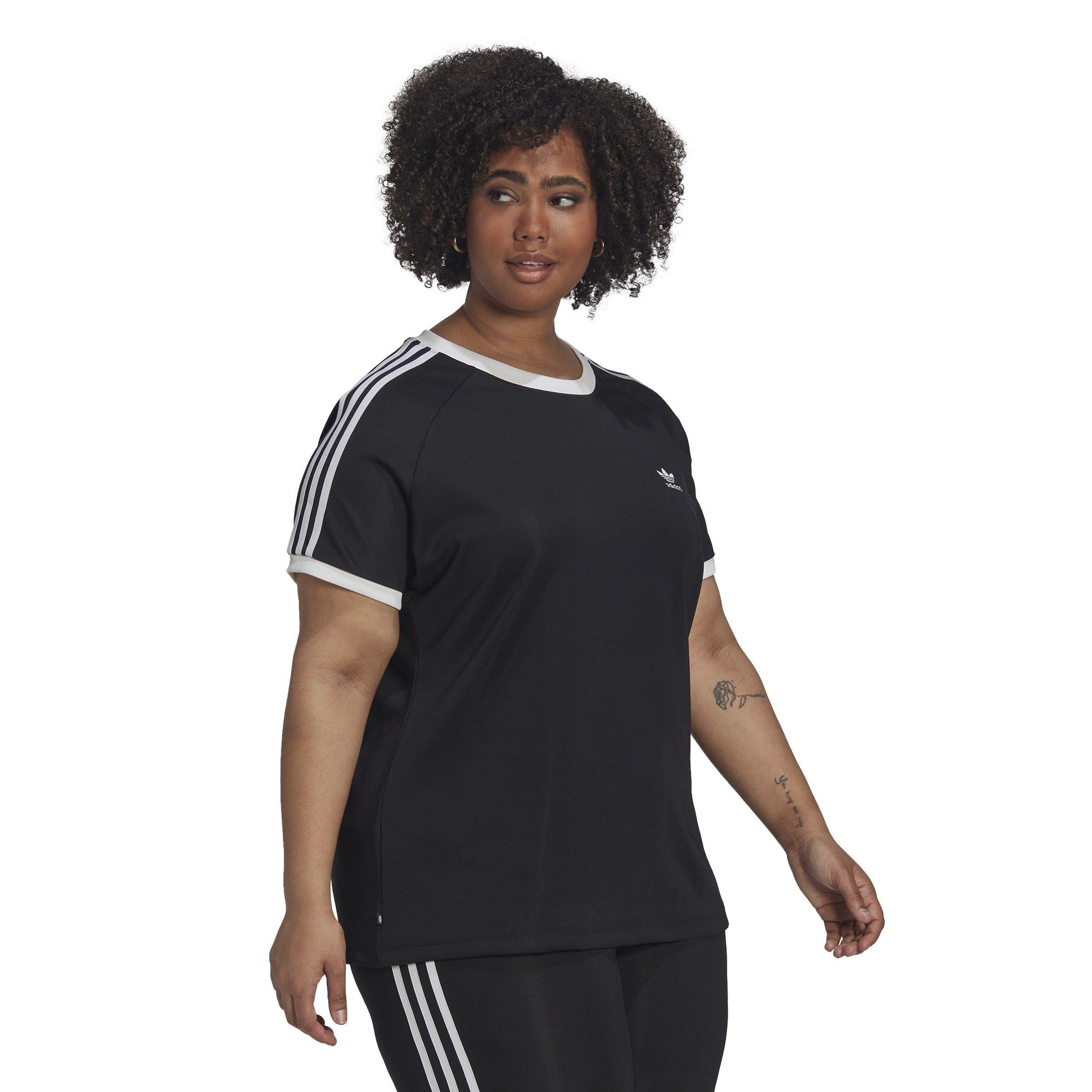 Black - adidas Originals - Adicolor Plus Size Classics Slim 3-Stripes T-Shirt - 4