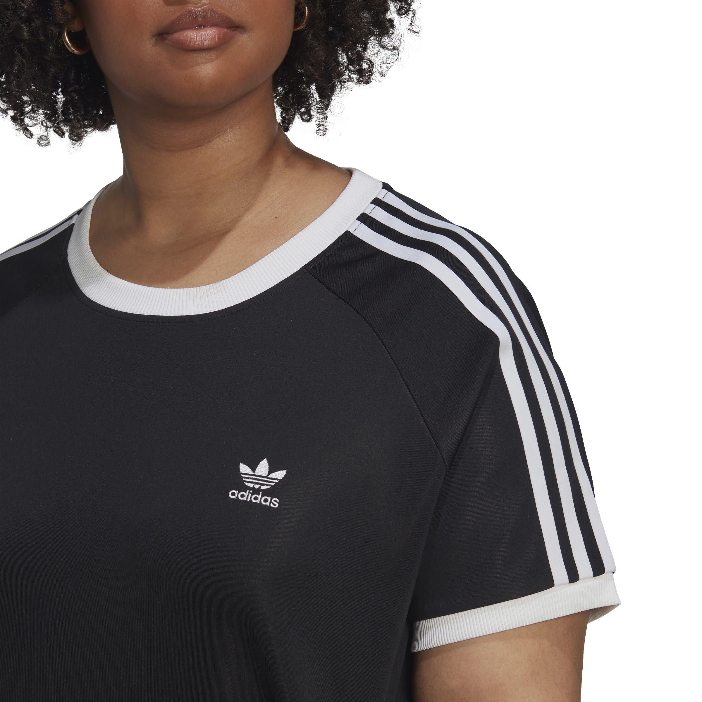 Black - adidas Originals - Adicolor Plus Size Classics Slim 3-Stripes T-Shirt - 5