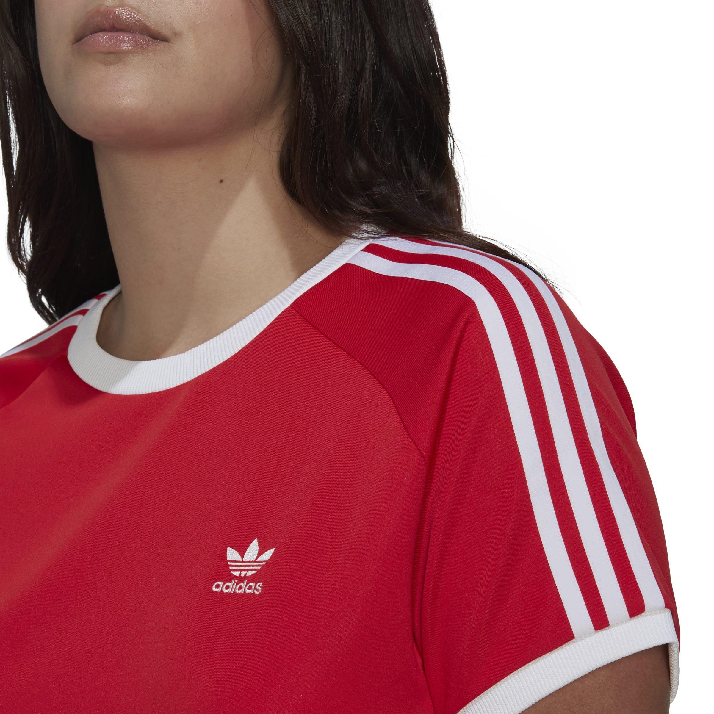 Vermelho - adidas Originals - Slim 3 Stripes T-Shirt - 4