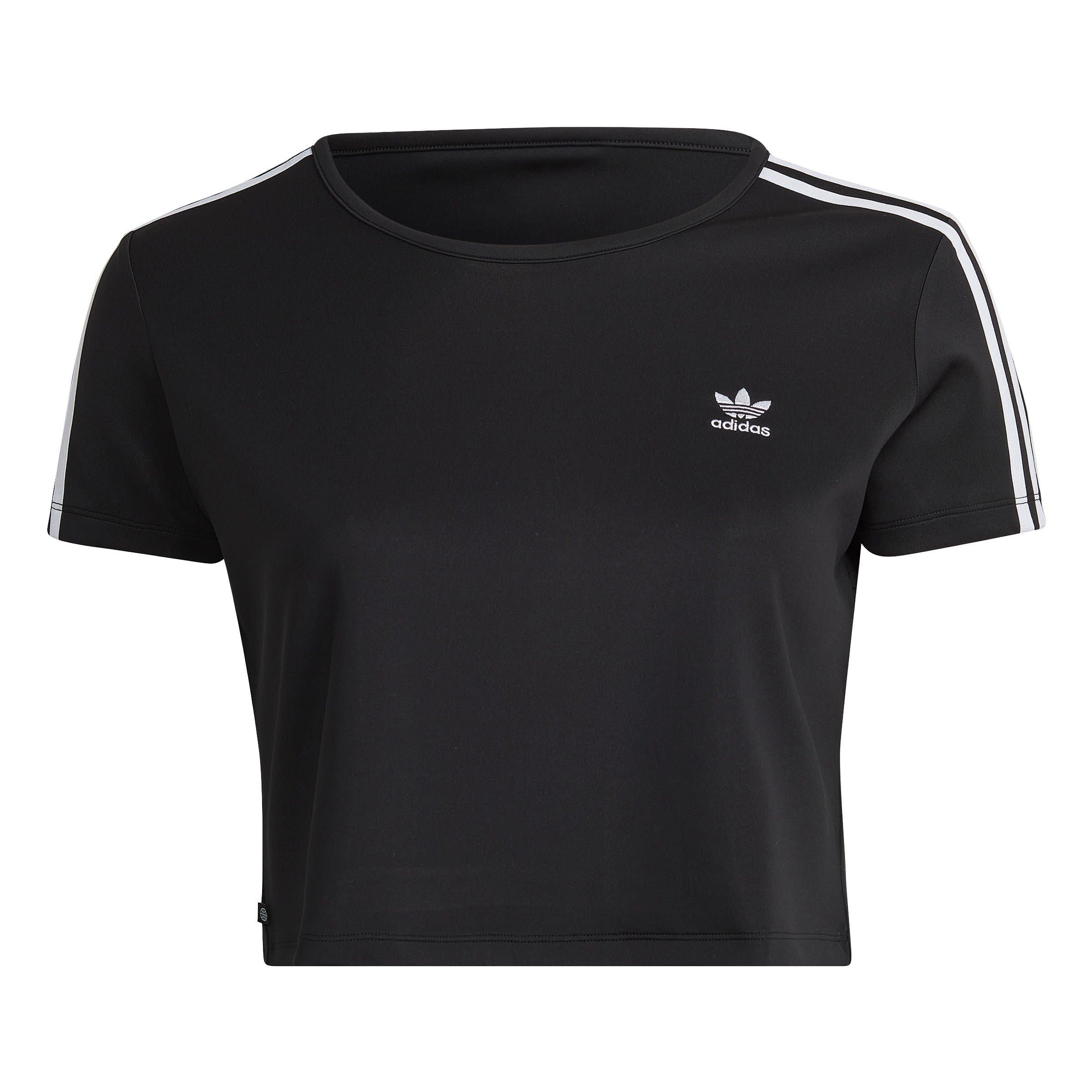 adidas Originals Adicolor Classics Plus Size Crop 3 Stripes T Shirt Womens Regular Fit T Shirts Cruise Fashion