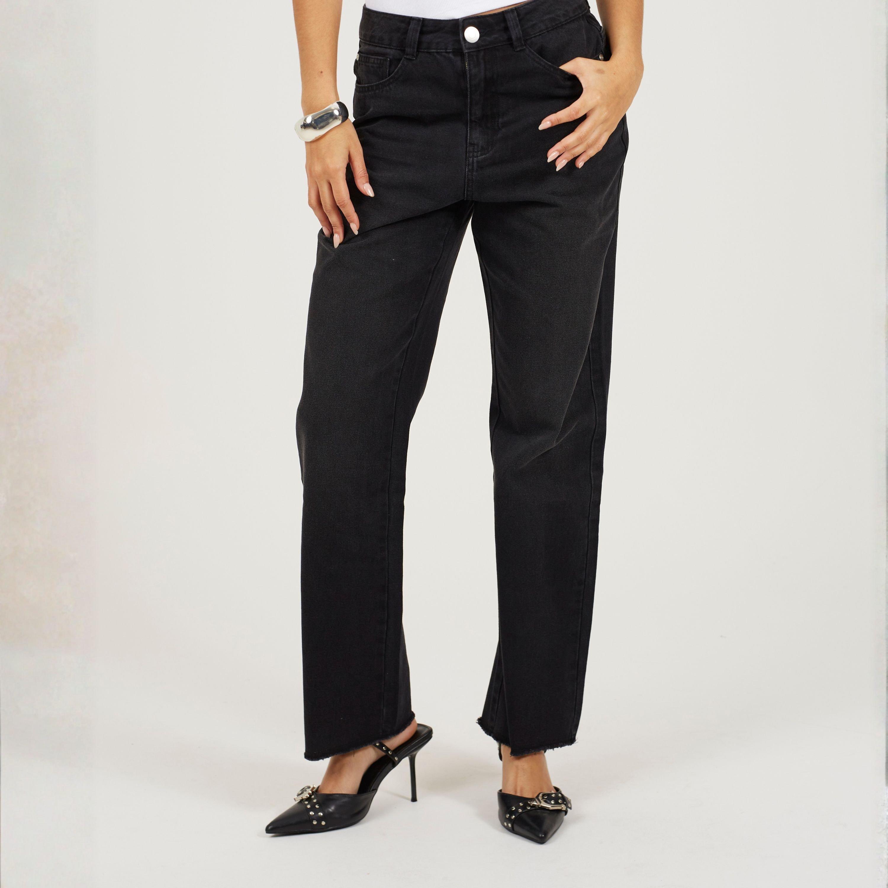 Brave Soul Womens Straight Leg Denim Jeans - Black Wash