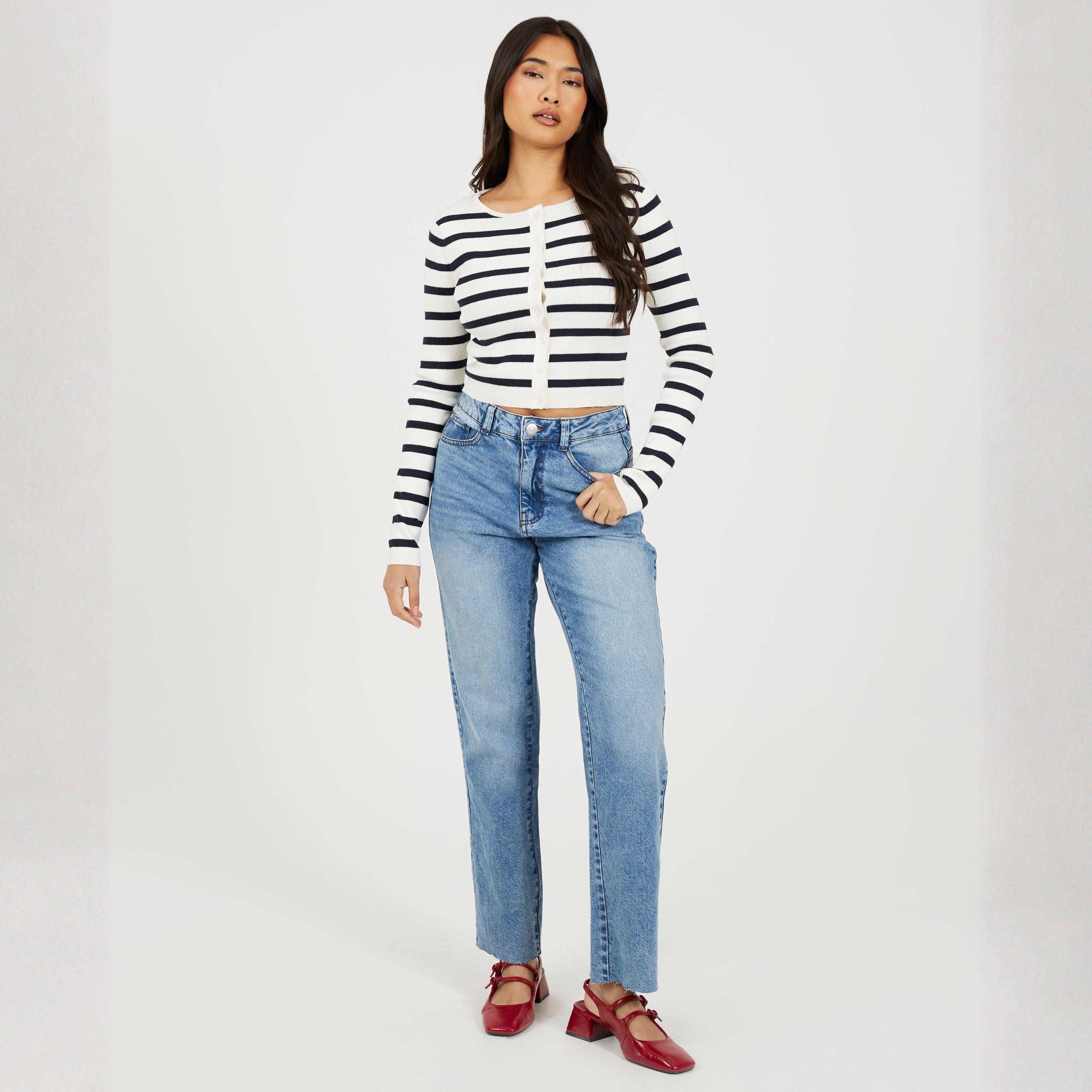 Lavage bleu moyen - Brave Soul - Womens Straight Leg Denim Jeans - 4