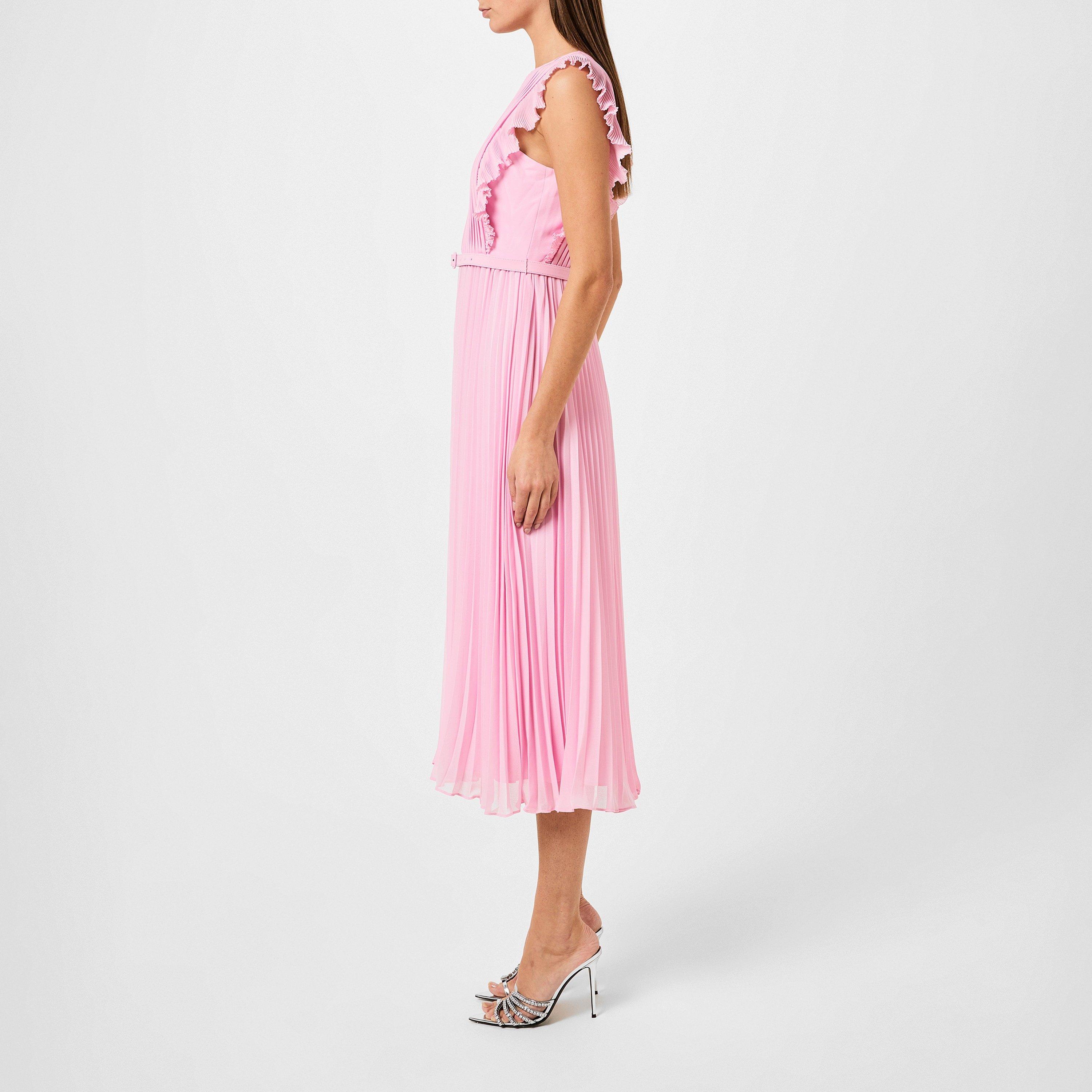 white christmas dresses RENT Self Portrait Pink Chiffon Tiered Midi Dress (RRP £380) main image 1