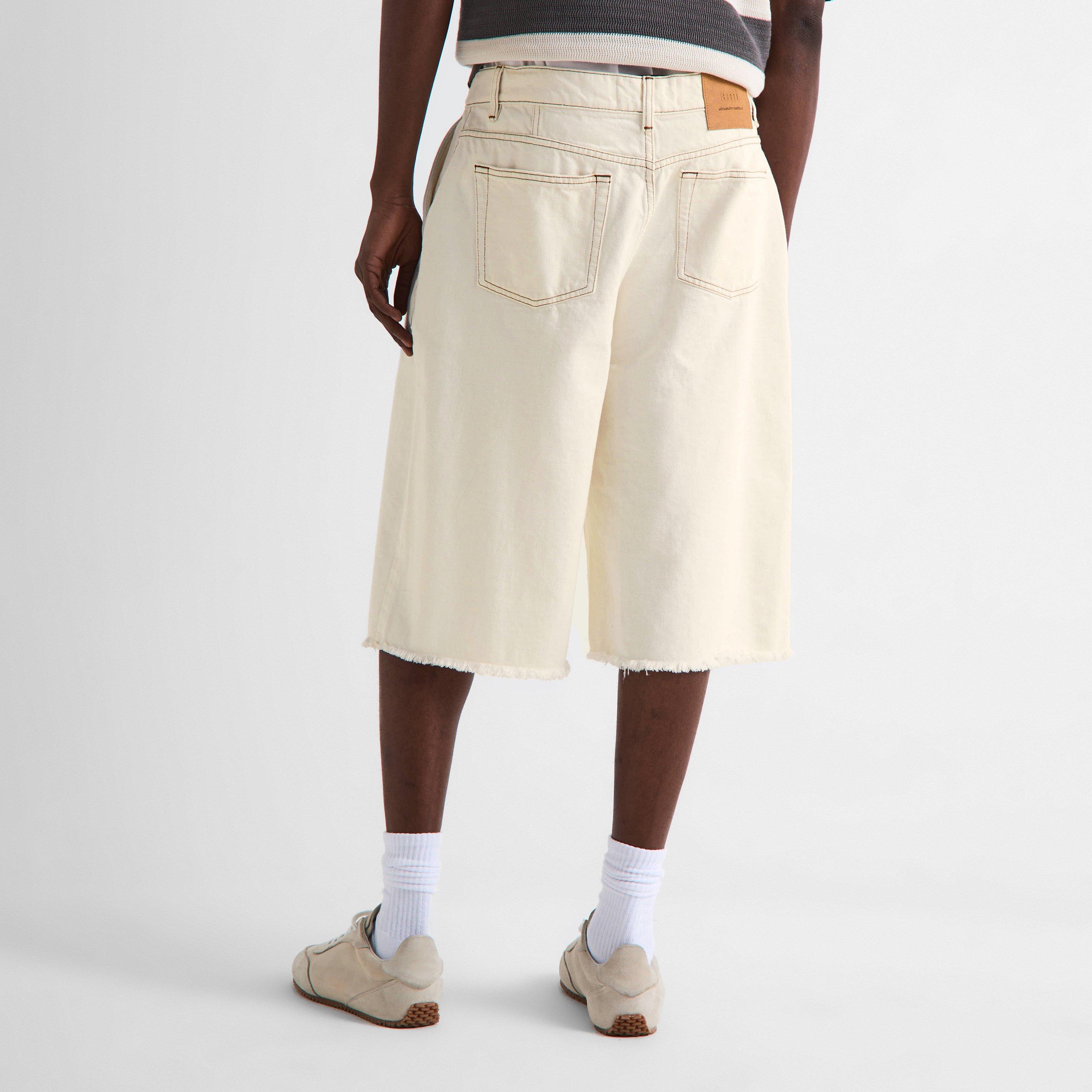 White Cream - Ami Paris - Men's Denim Shorts - 4