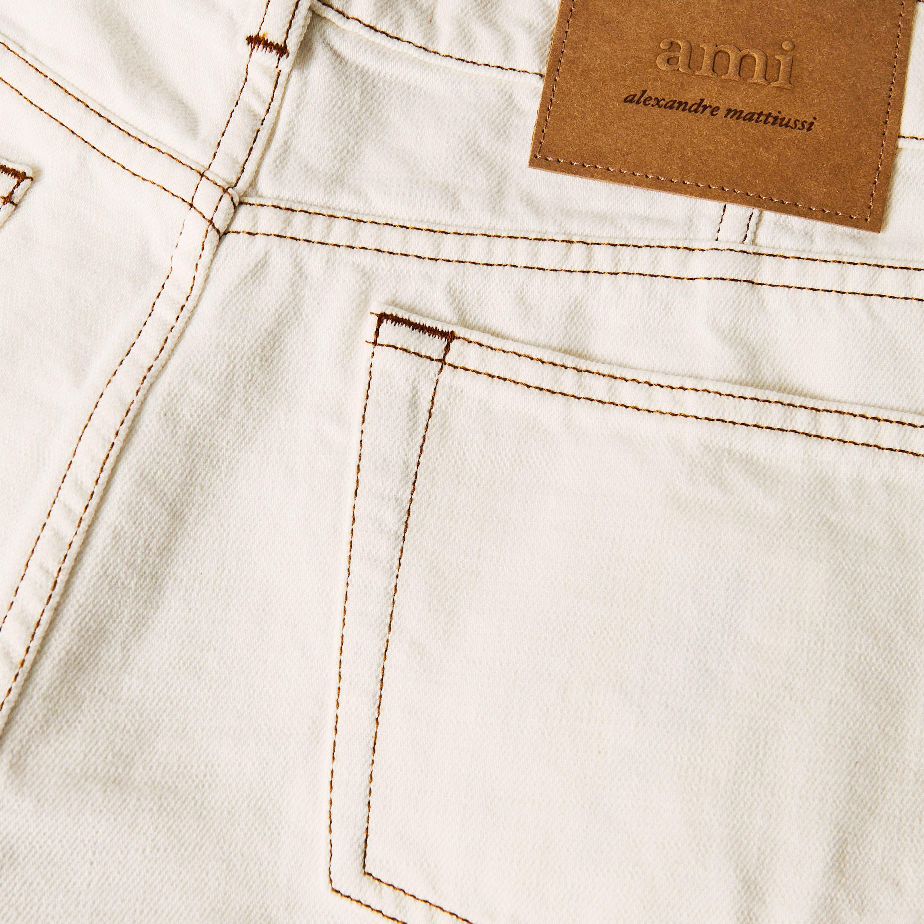 White Cream - Ami Paris - Men's Denim Shorts - 5