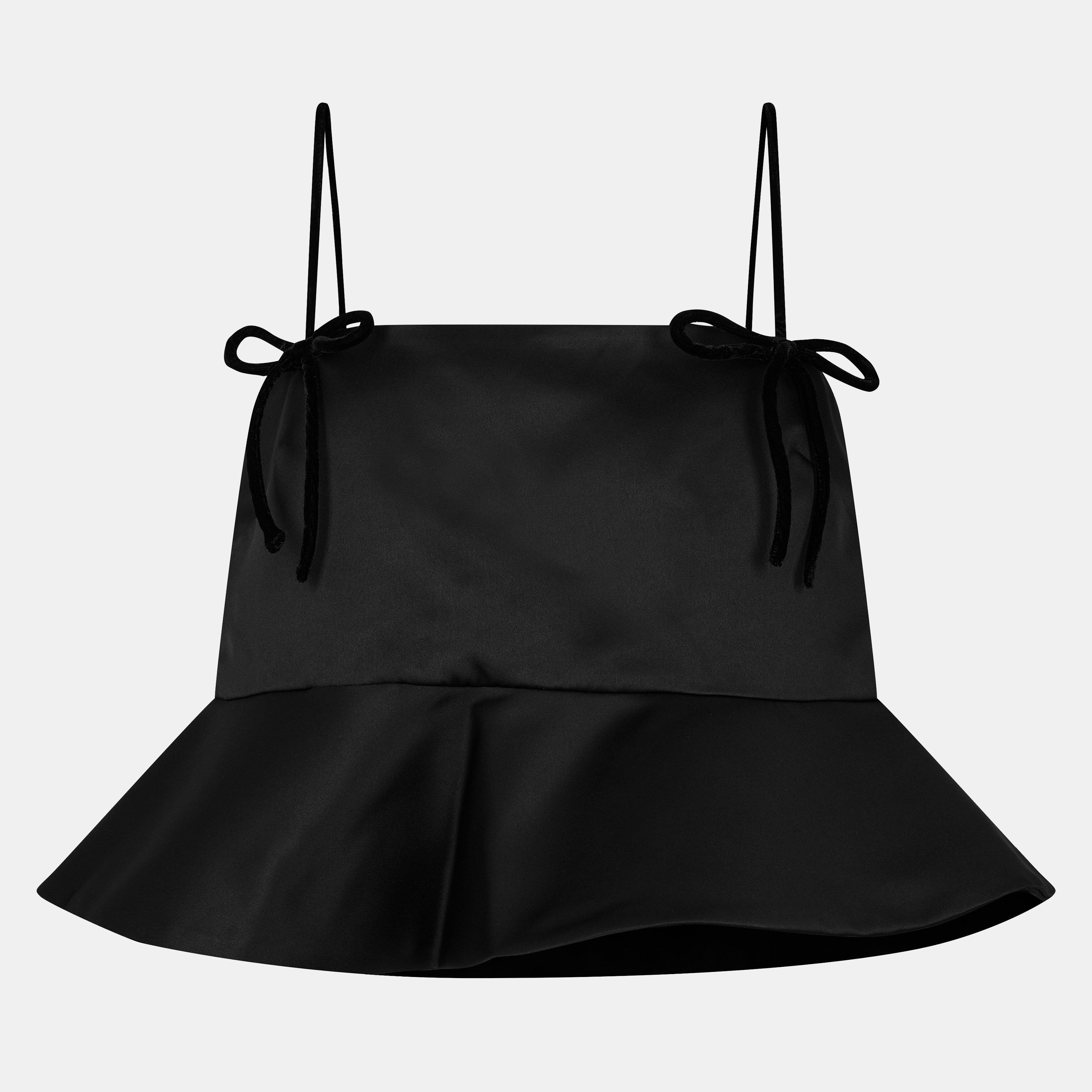 Ganni Women's Duchess Satin Woven Cami Vest - Black - Size 14 (40)