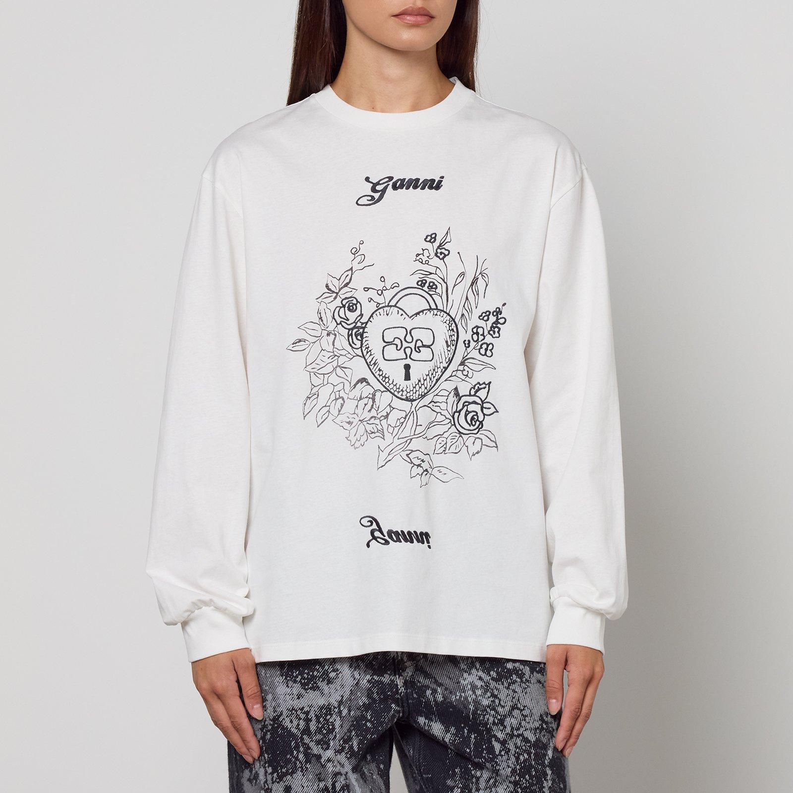 Ganni Women's Charm Long Sleeve T-Shirt - Egret - Size 10 (36)