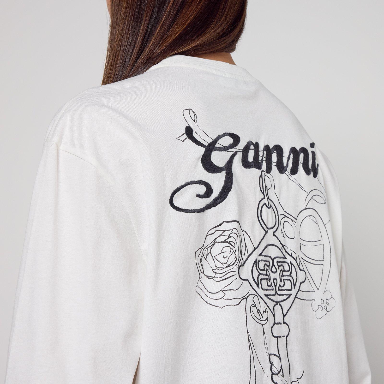 Egret - Ganni - Women's Charm Long Sleeve T-Shirt - 3