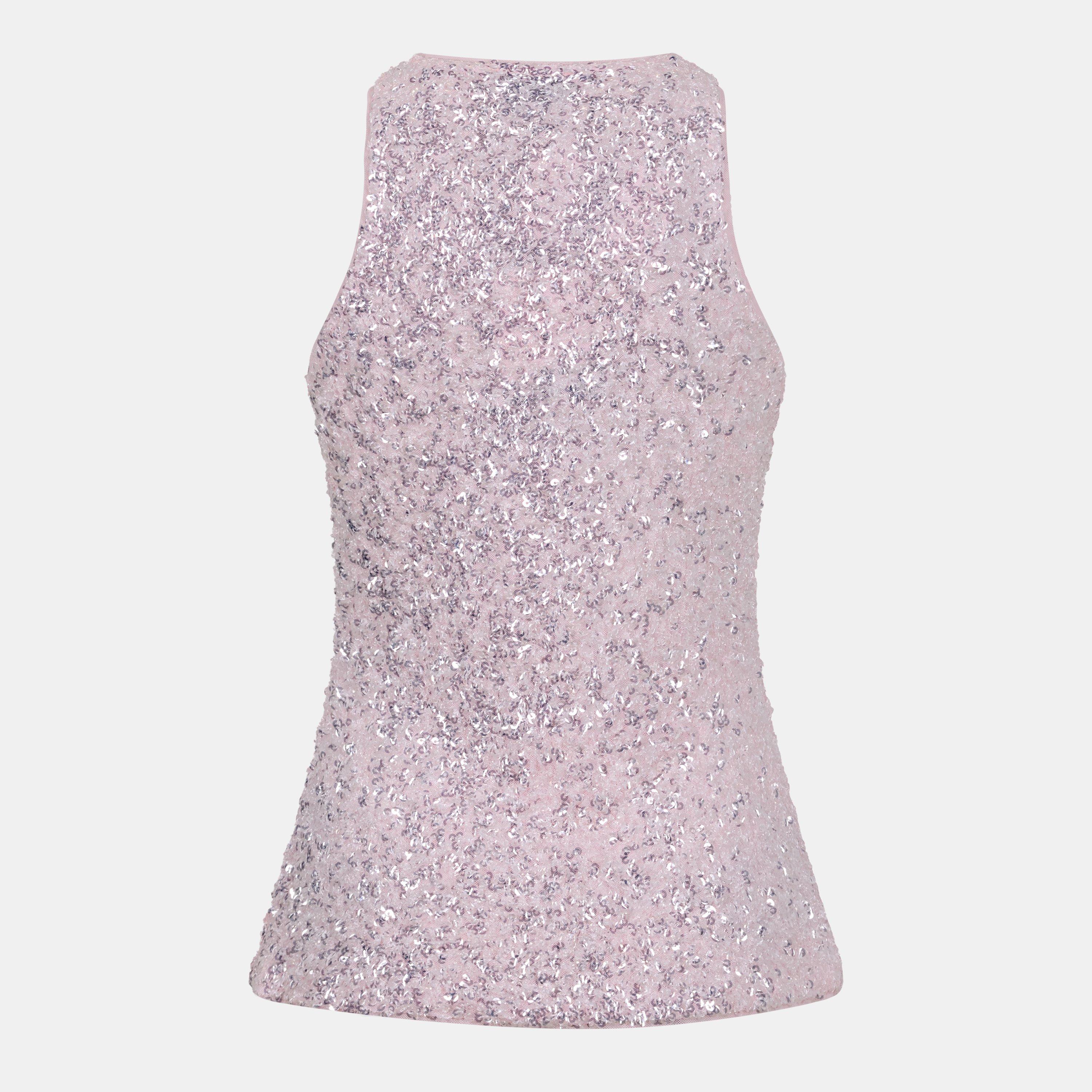 Mauve Chalk - Ganni - Ganni Sqn Mesh Top Ld99 - 2