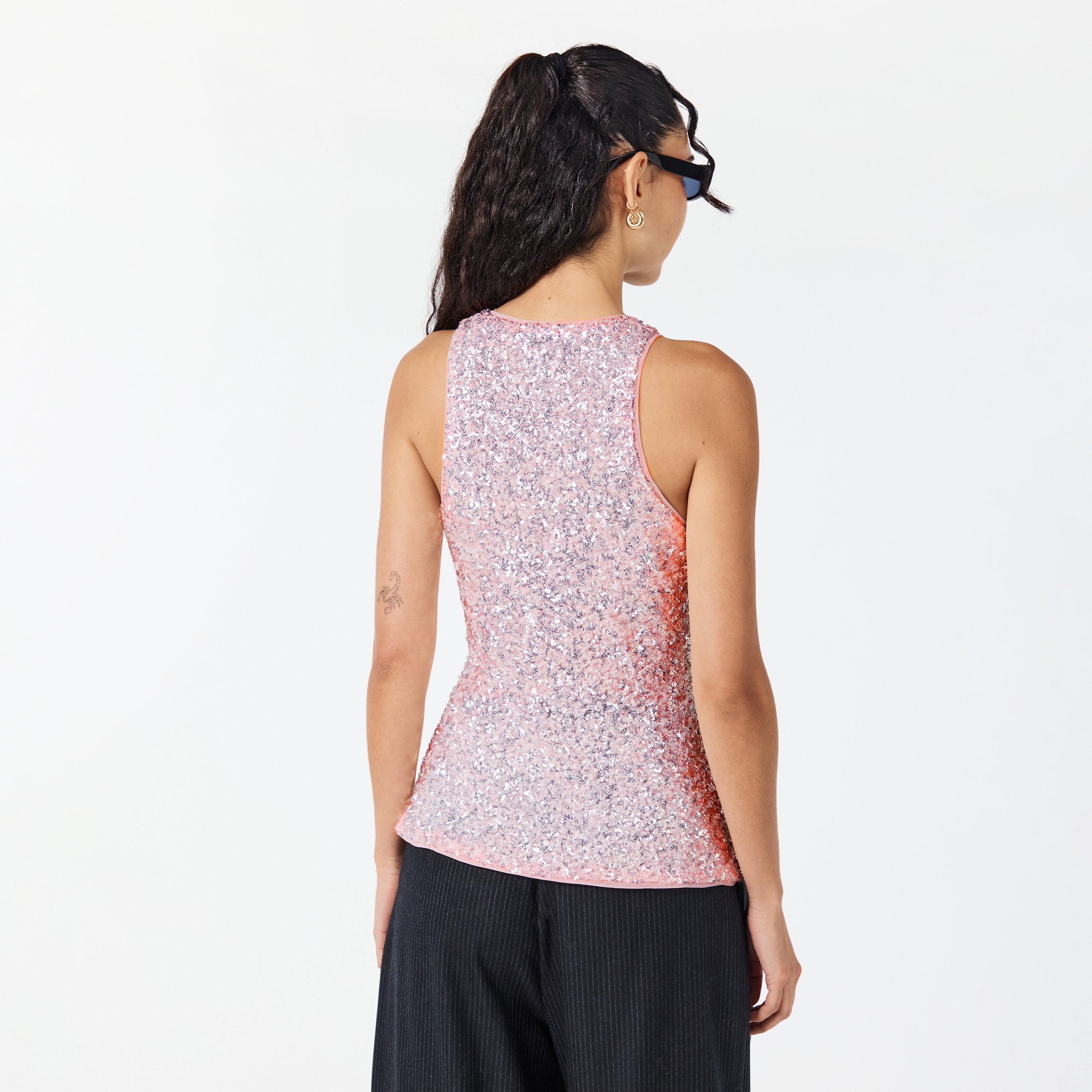 Mauve Chalk - Ganni - Ganni Sqn Mesh Top Ld99 - 4