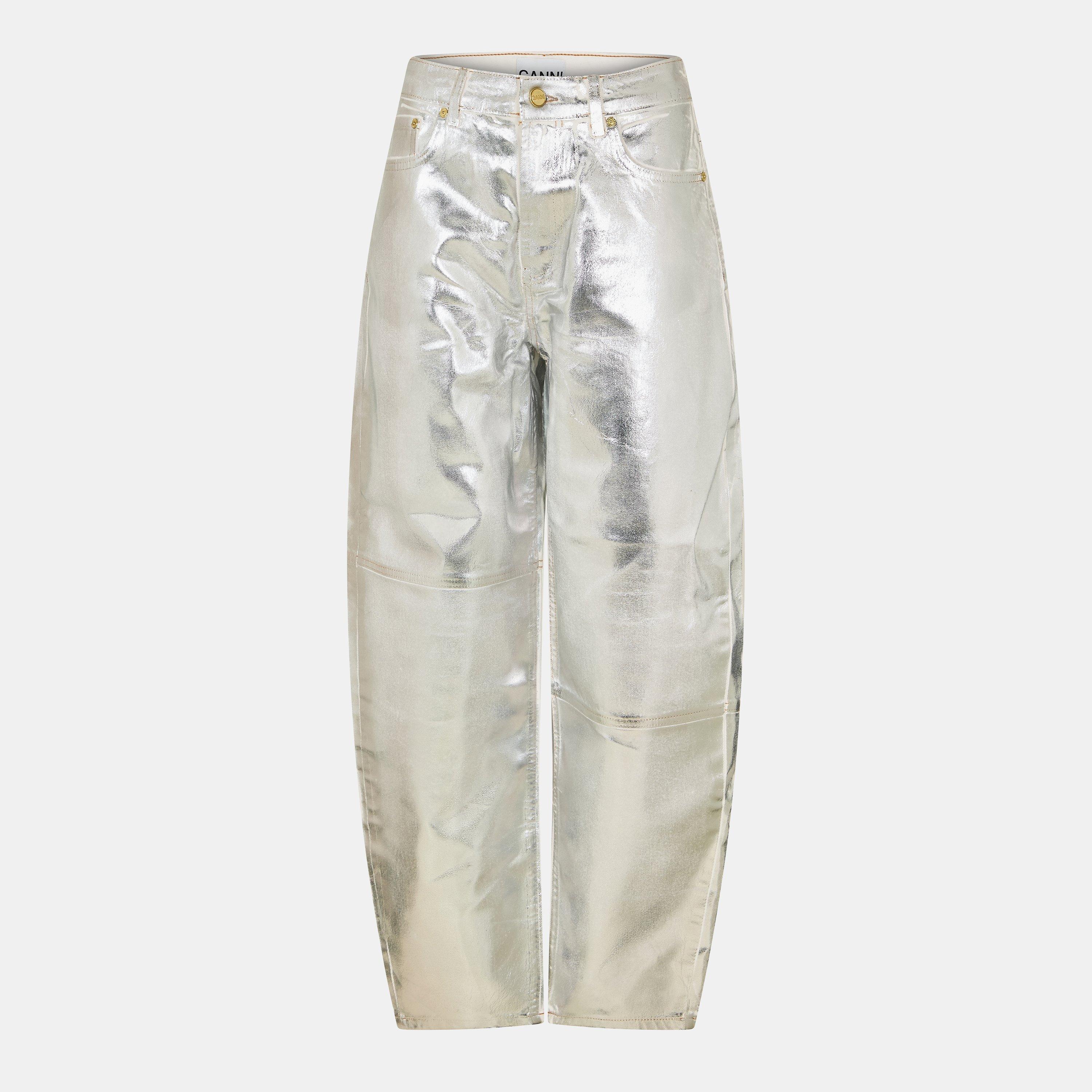 Bright White - Ganni - Women's Foil Tapered Jeans - 1