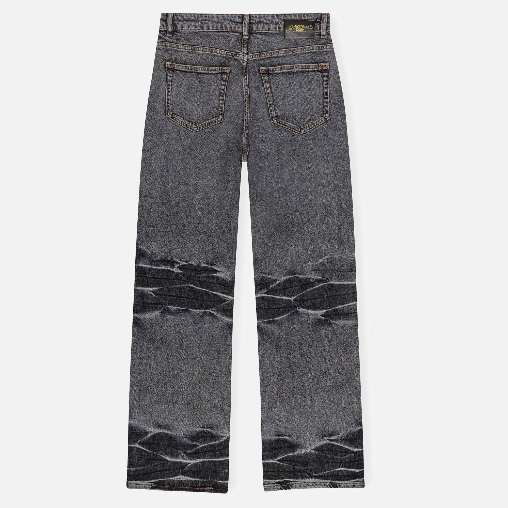 Black Washed - Ganni - Women's Straight Leg Jeans - 2