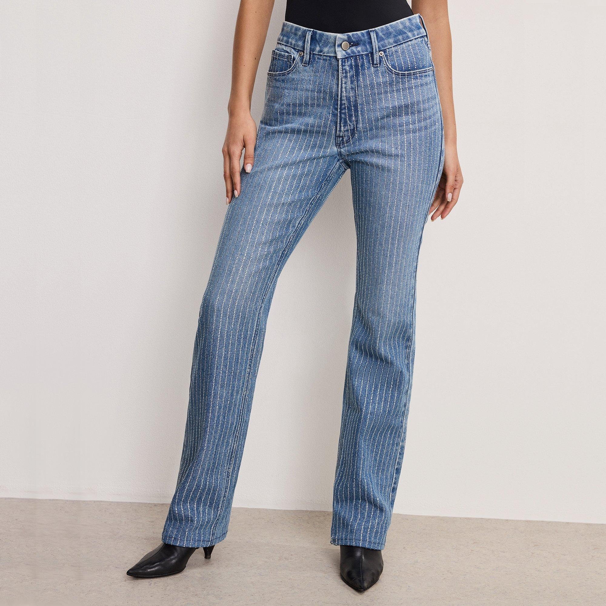 indigo728 - Good American - Women's Rhinestone Straight Leg Jeans - 1