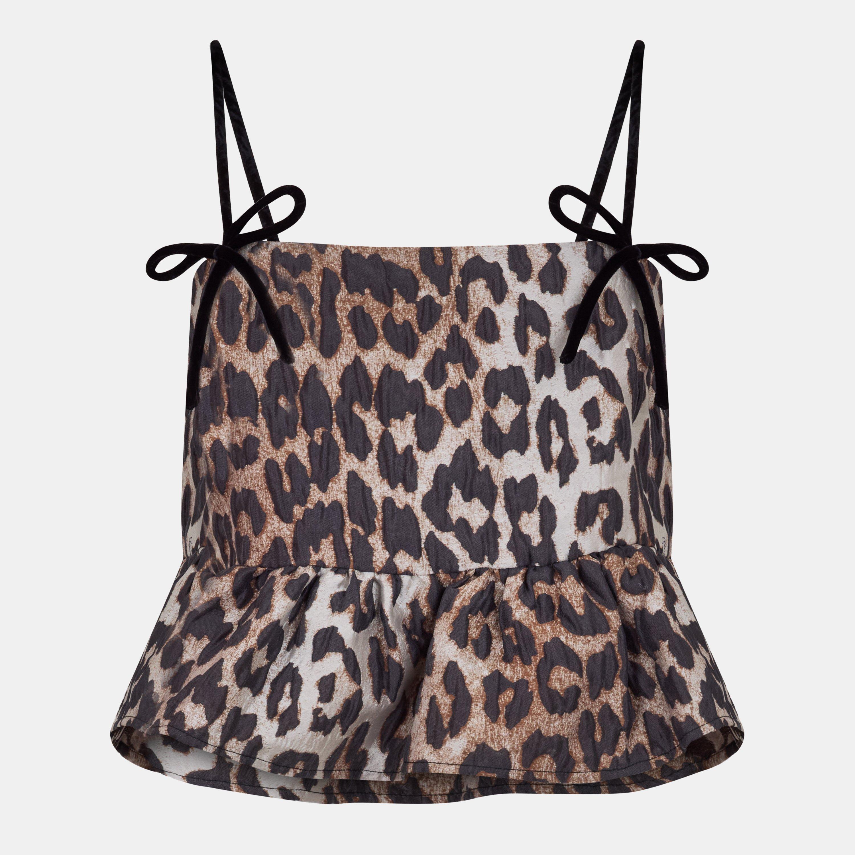 Leopard - Ganni - Women's Jacquard Woven Cami Vest - 1