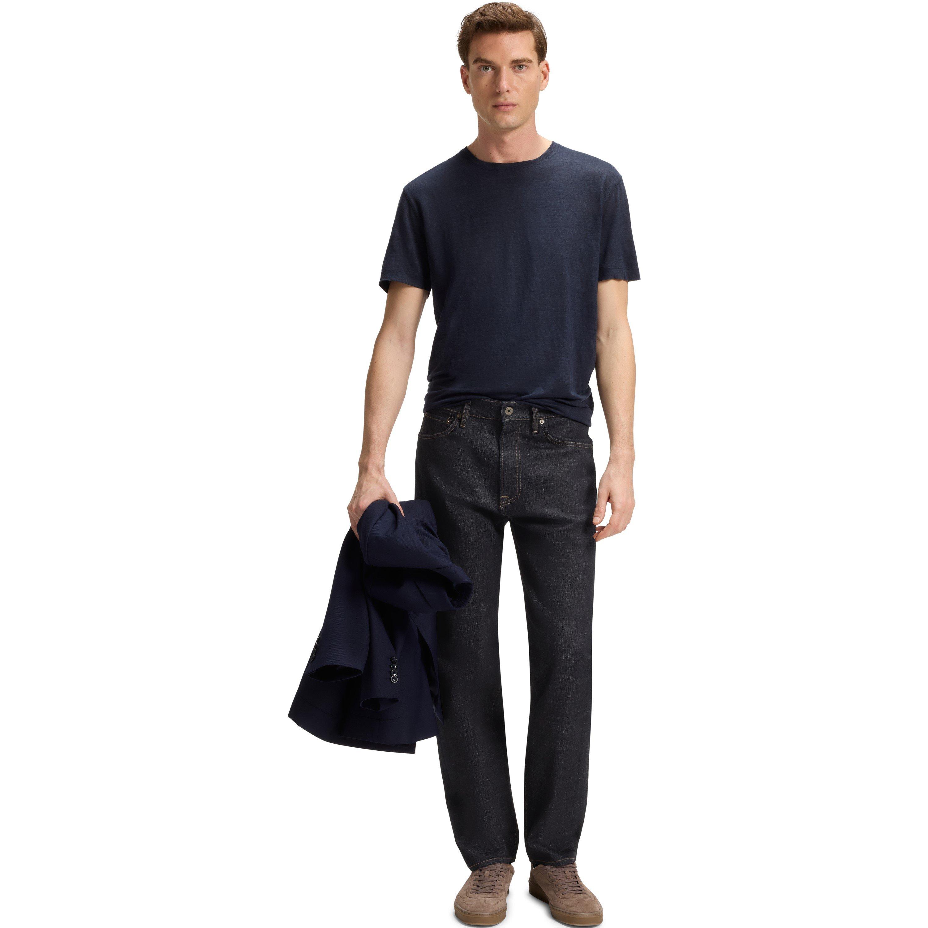 Dark Blue 406 - Boss - Men's Double Breasted Regular Fit Jeans - 5