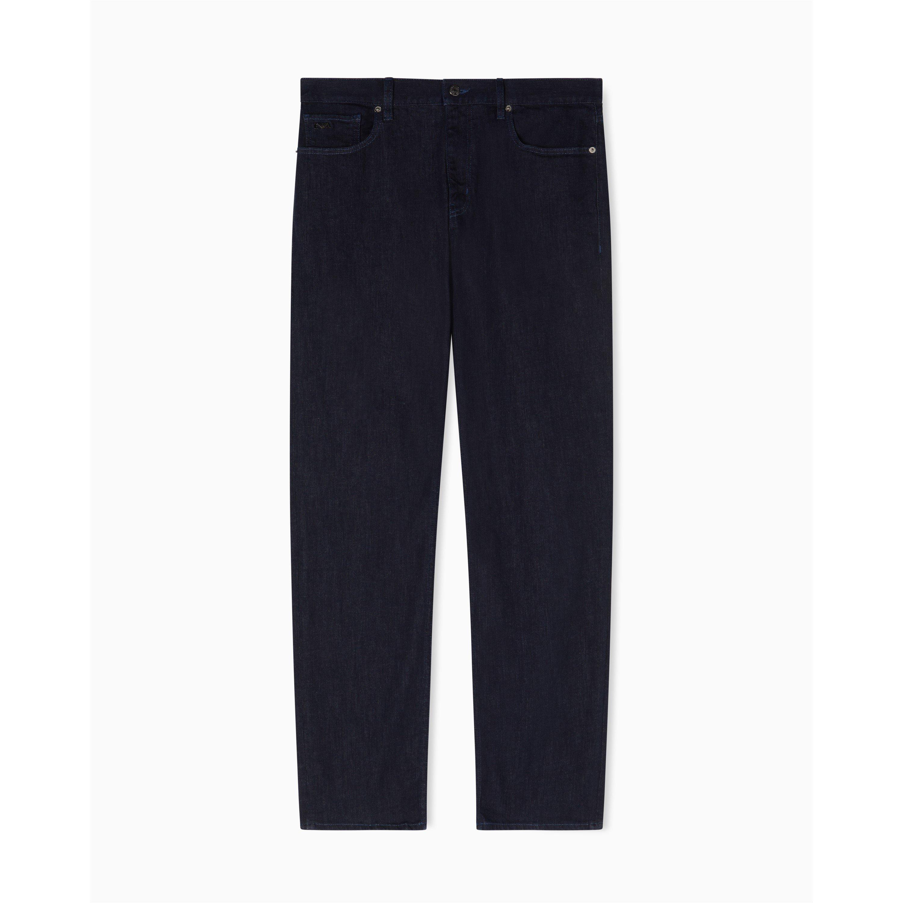 Emporio Armani Men's J76 Straight Fit Jeans - Dk Blue Rinse - 32W R