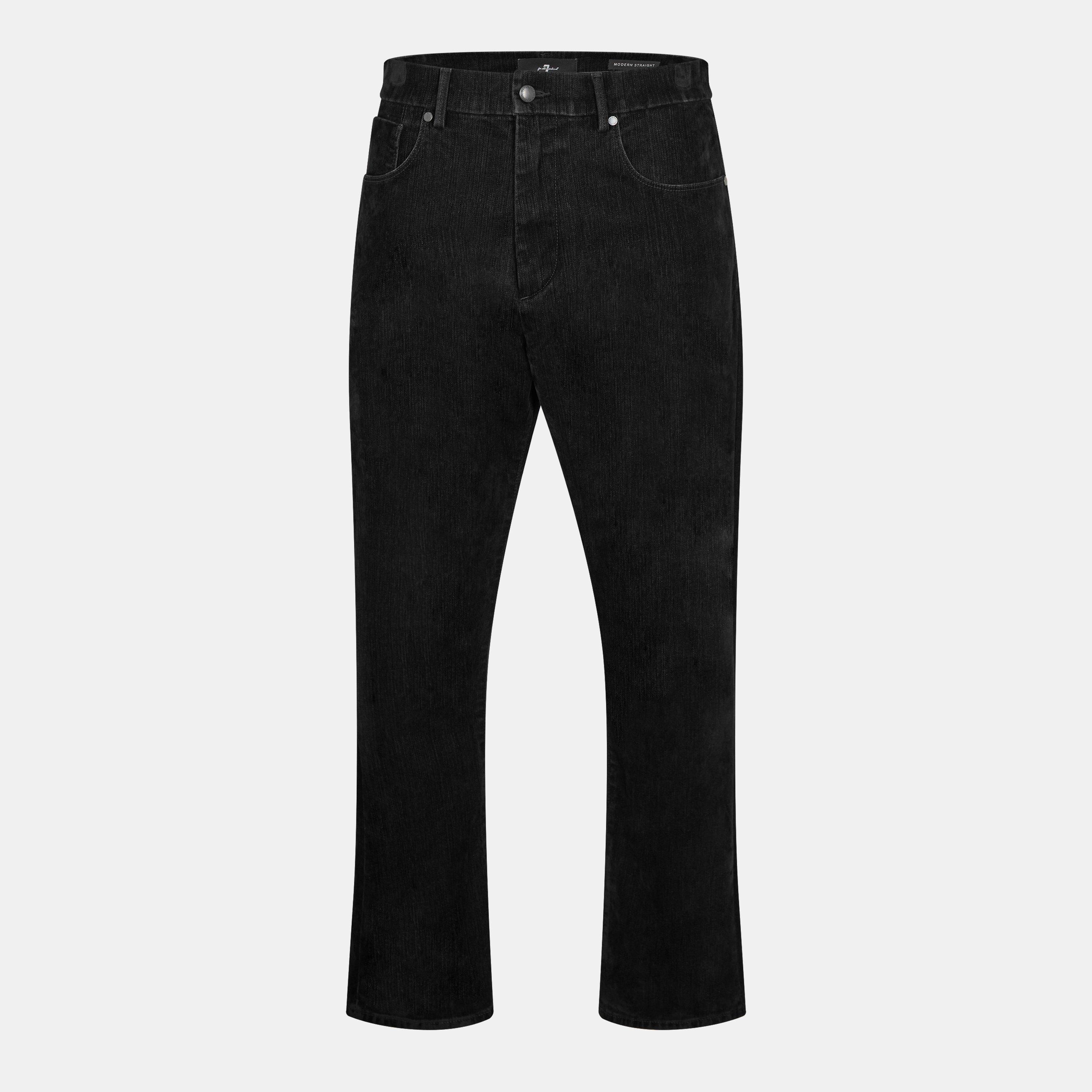Black - 7 For All Mankind - Men's Modern Mid-Rise Straight Leg Jeans - 1