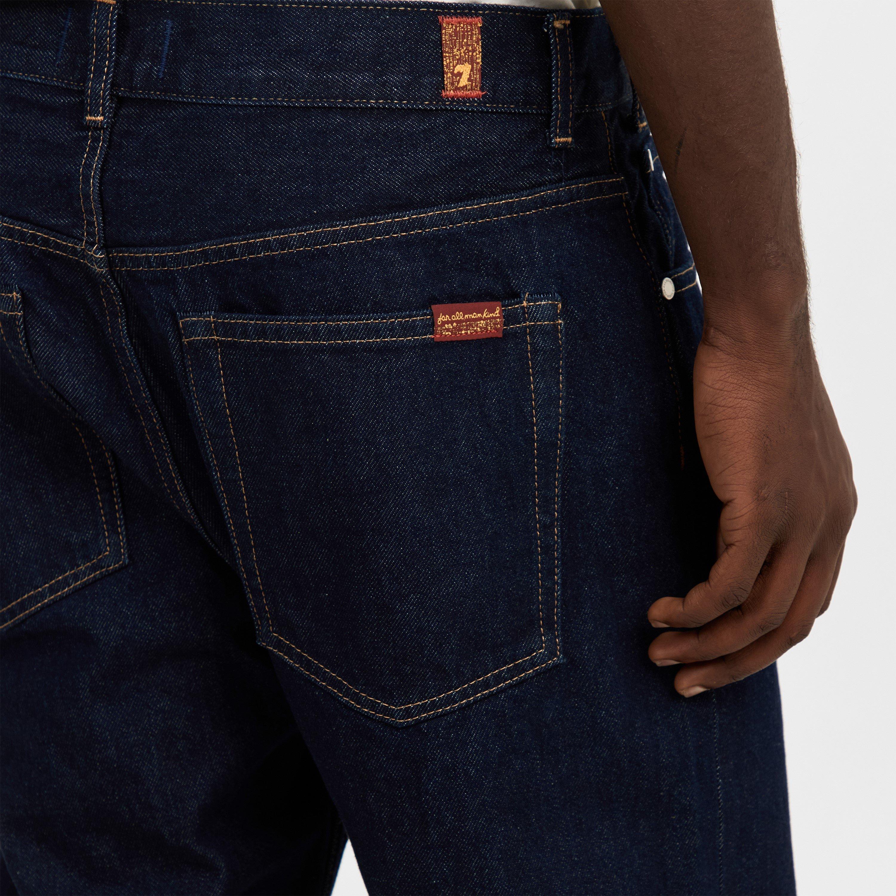 Dark Blue - 7 For All Mankind - Men's Modern Mid-Rise Straight Leg Jeans - 5