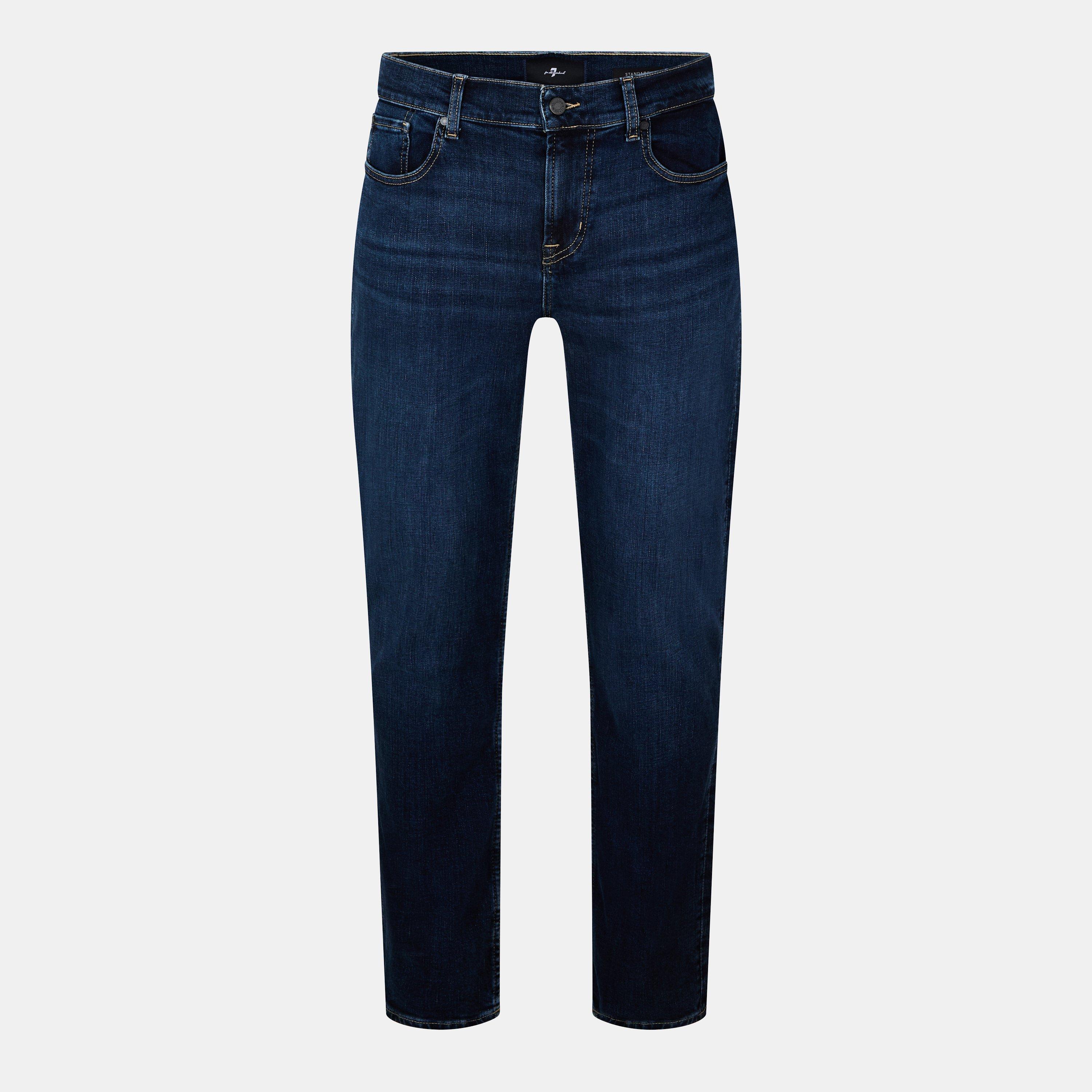 Dark Blue - 7 For All Mankind - Men's Denim Mid Rise Straight Leg Jeans - 1