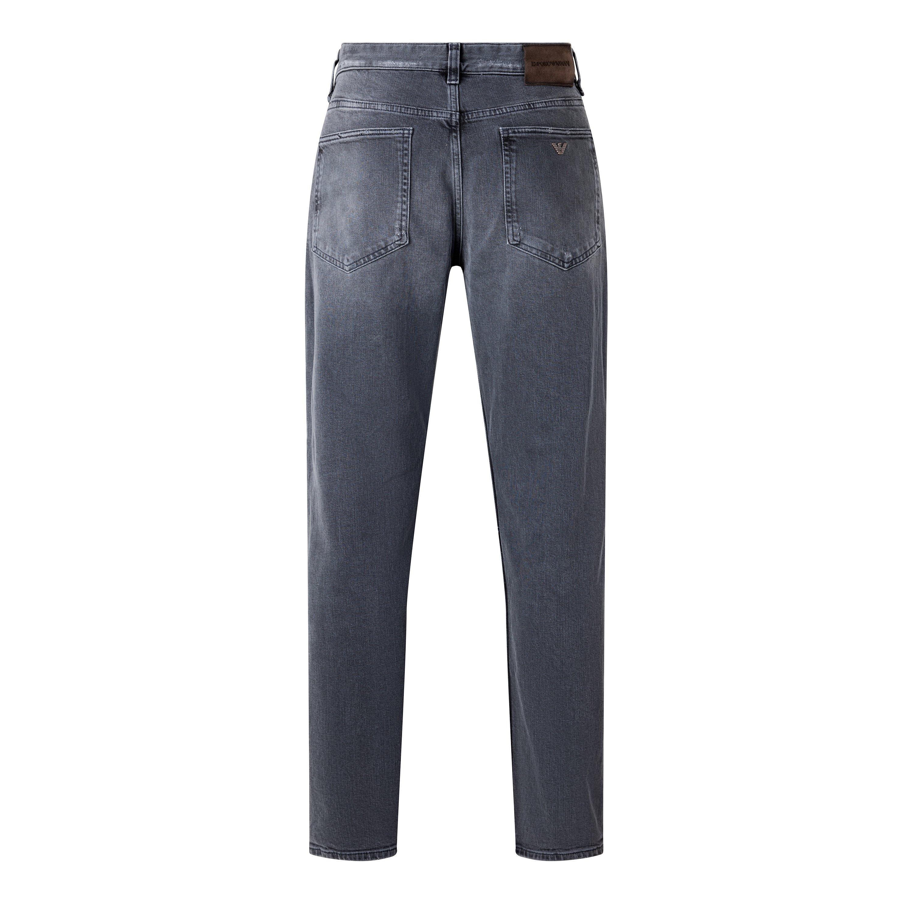 Grey Denim - Emporio Armani - Men's Mid-Rise Stretch Straight-Leg Jeans - 2