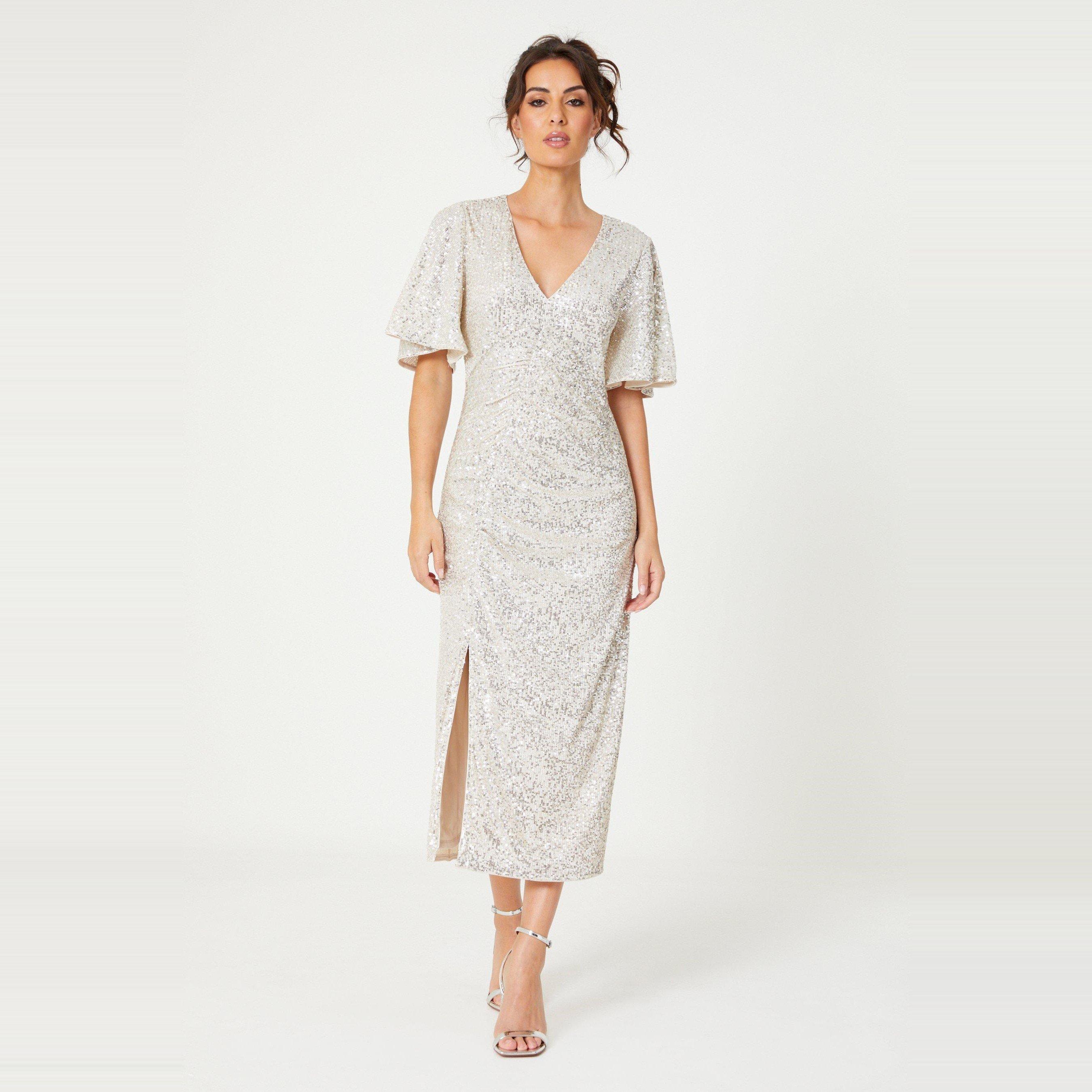 house of fraser sequin dress Sequin Dress Party Dresses House Of Fraser Feathered One-Shoulder Sequin  Party Dress PromGirl Orange