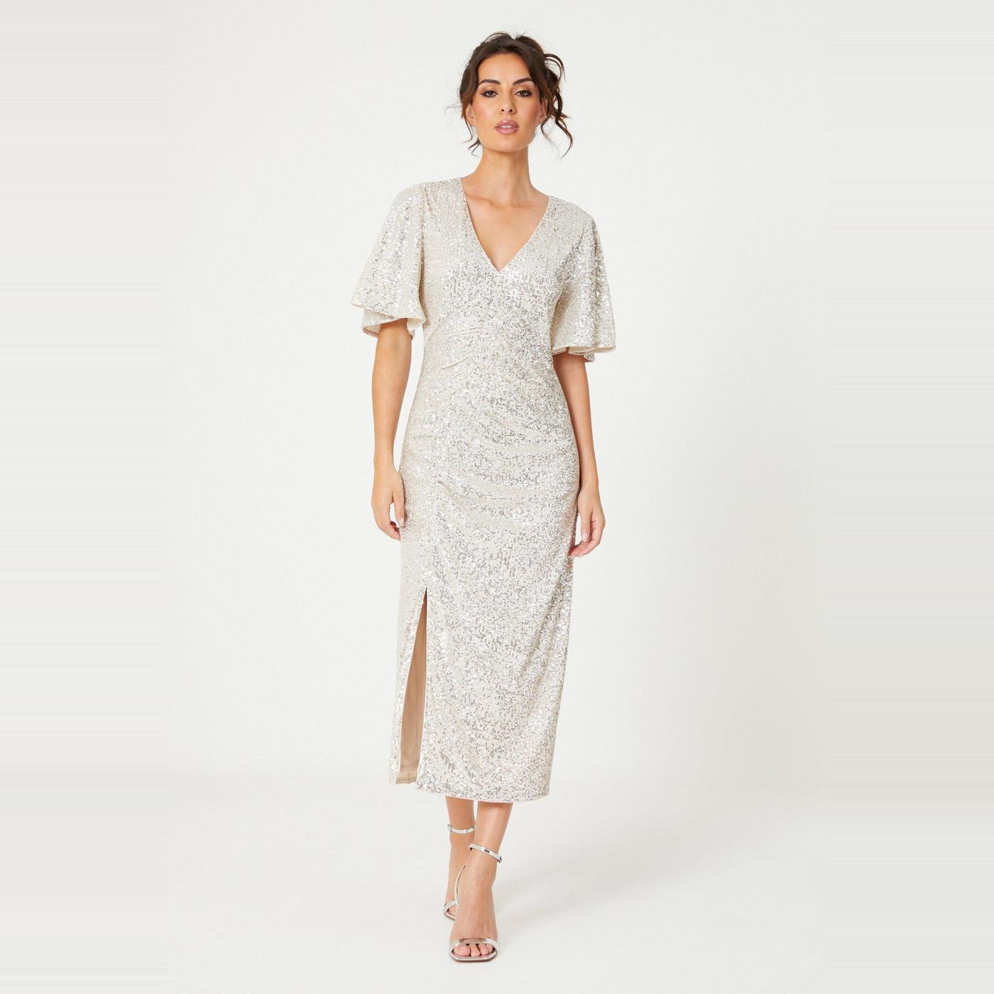 house of fraser sequin dress Sequin Dress Party Dresses House Of Fraser Feathered One-Shoulder Sequin Party Dress PromGirl Orange