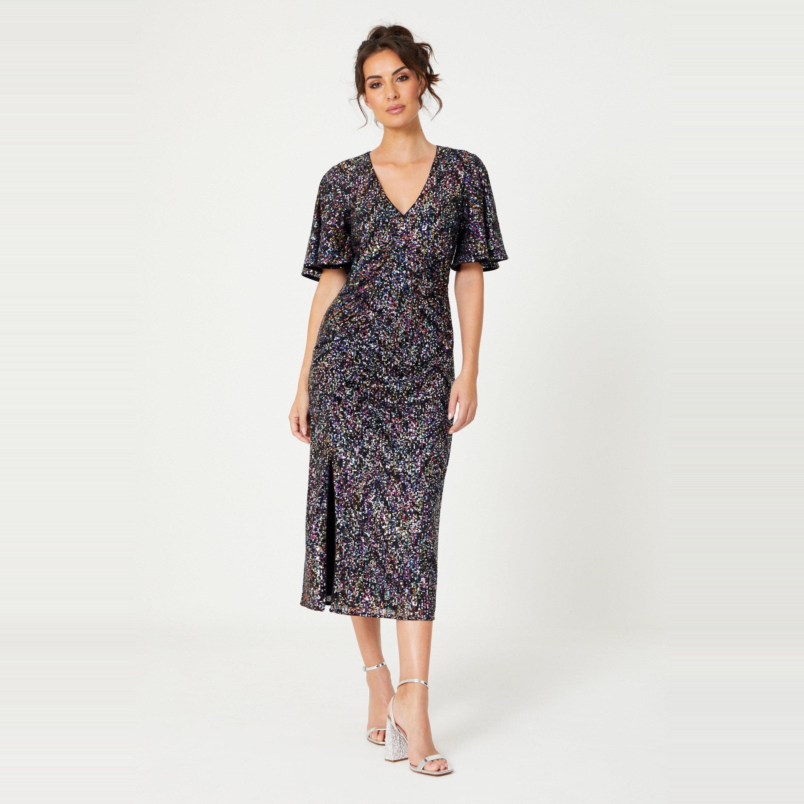 Meerkleurig - Be You - Women's Sequin V-Neck Maxi Dress - 1