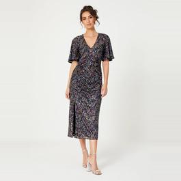 Be You Sequin V Neck Midi Dress