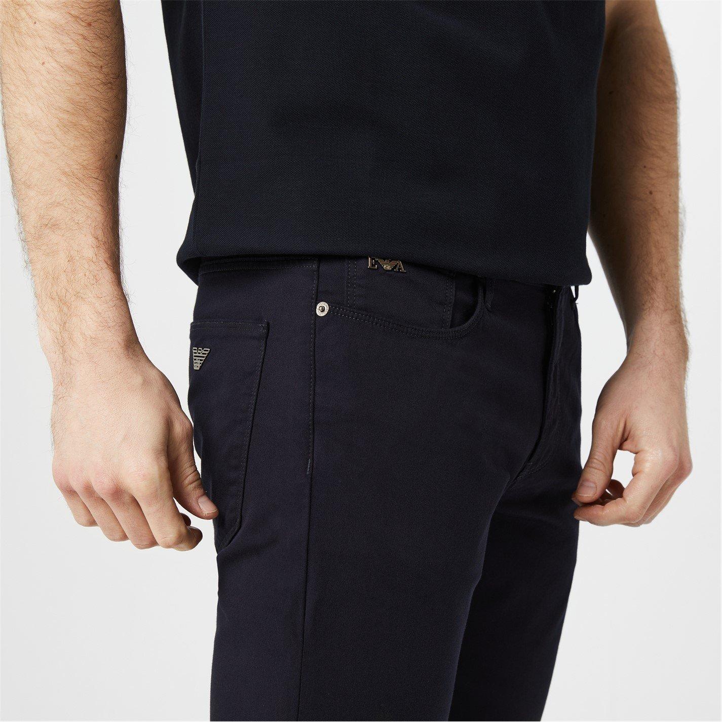 Navy 0920 - Emporio Armani - Men's Slim-Fit J06 Gabardine Jeans - 6