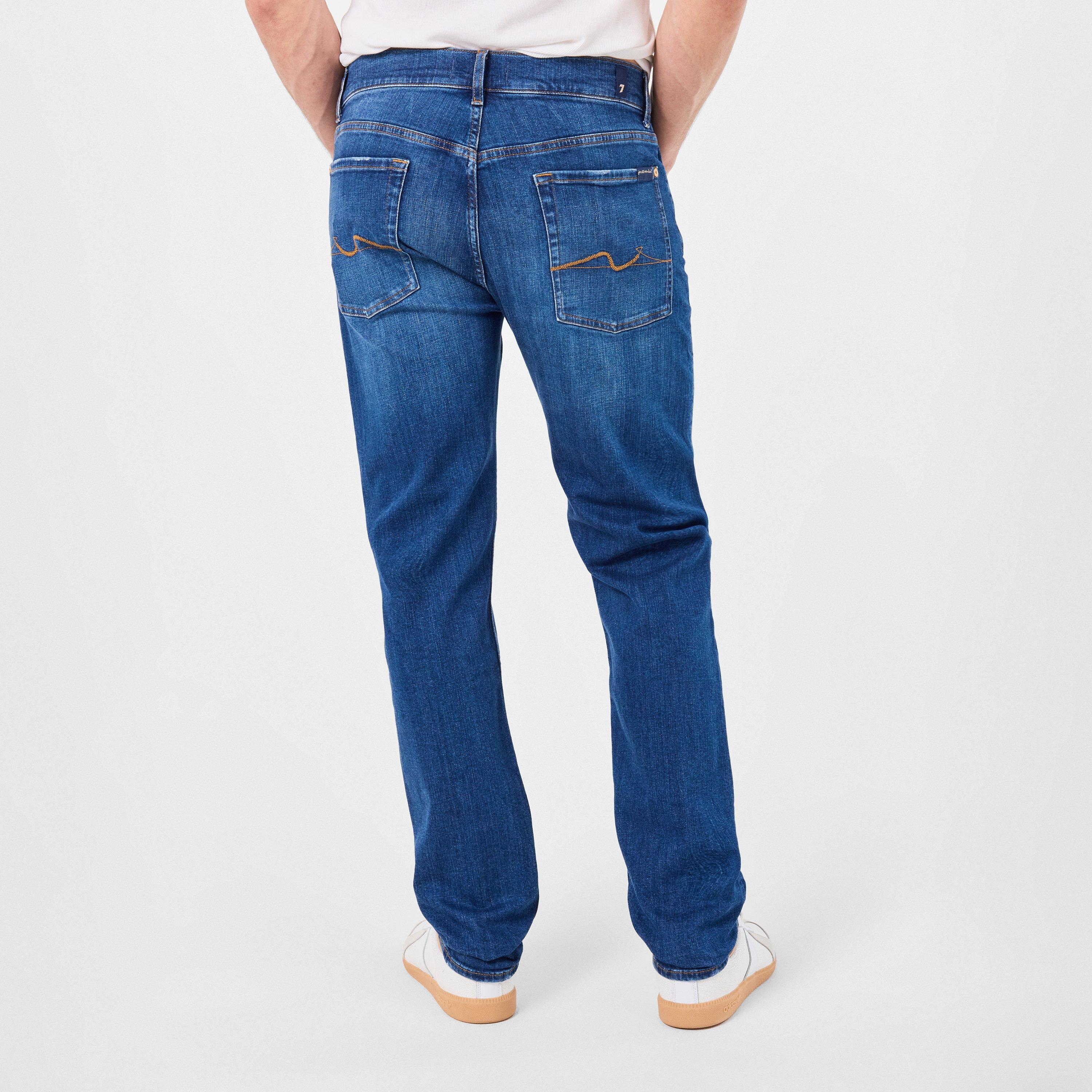 Mid Blue - 7 For All Mankind - Men's Straight Leg Jeans - 4