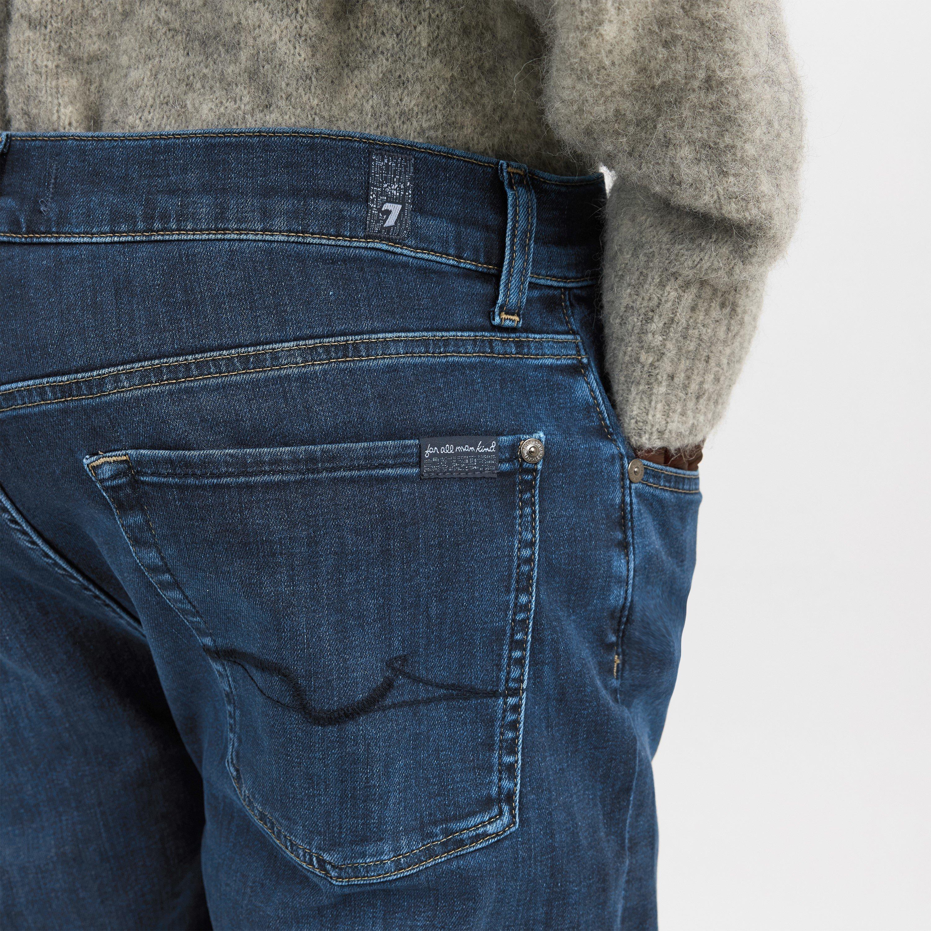 Dark Blue - 7 For All Mankind - Men's Classic Straight Leg Jeans - 5