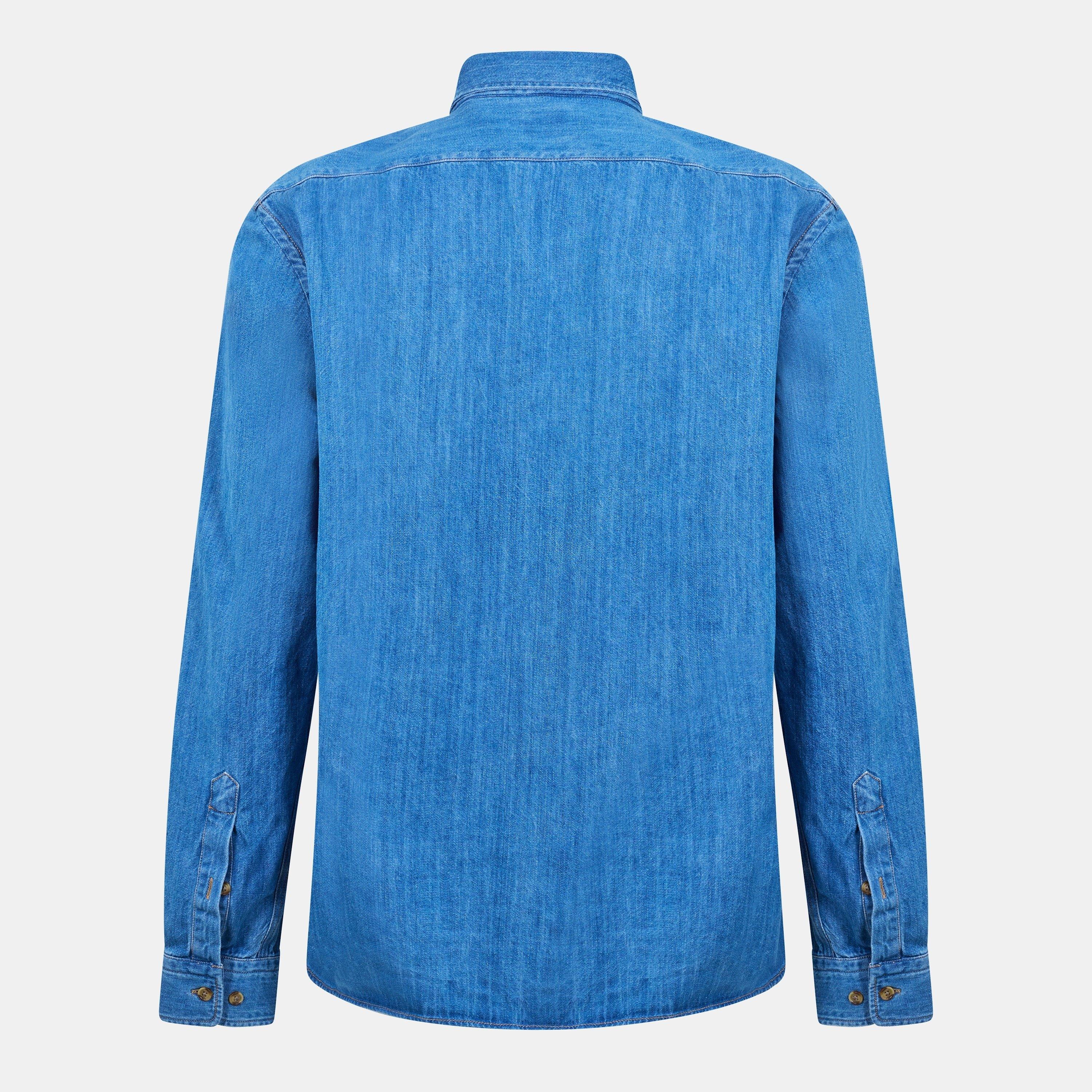 Navy - Boss - Men's Liam Kent Long Sleeve Denim Shirt - 2