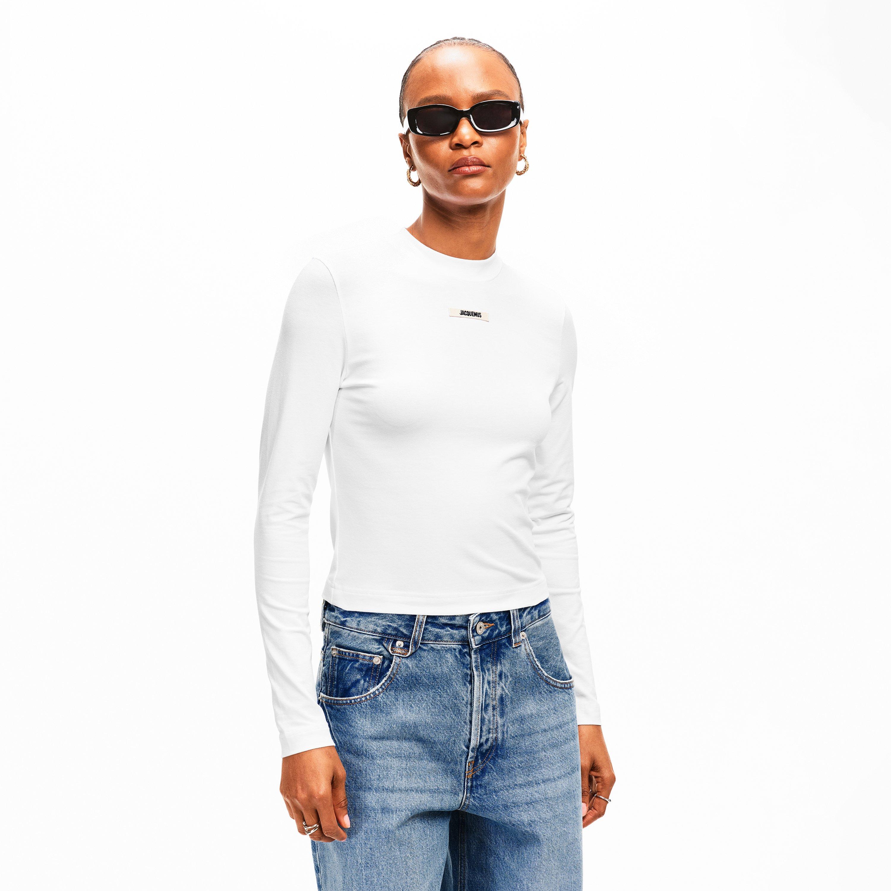 White - Jacquemus - Women's Jacquard Logo Long Sleeve T-Shirt - 3