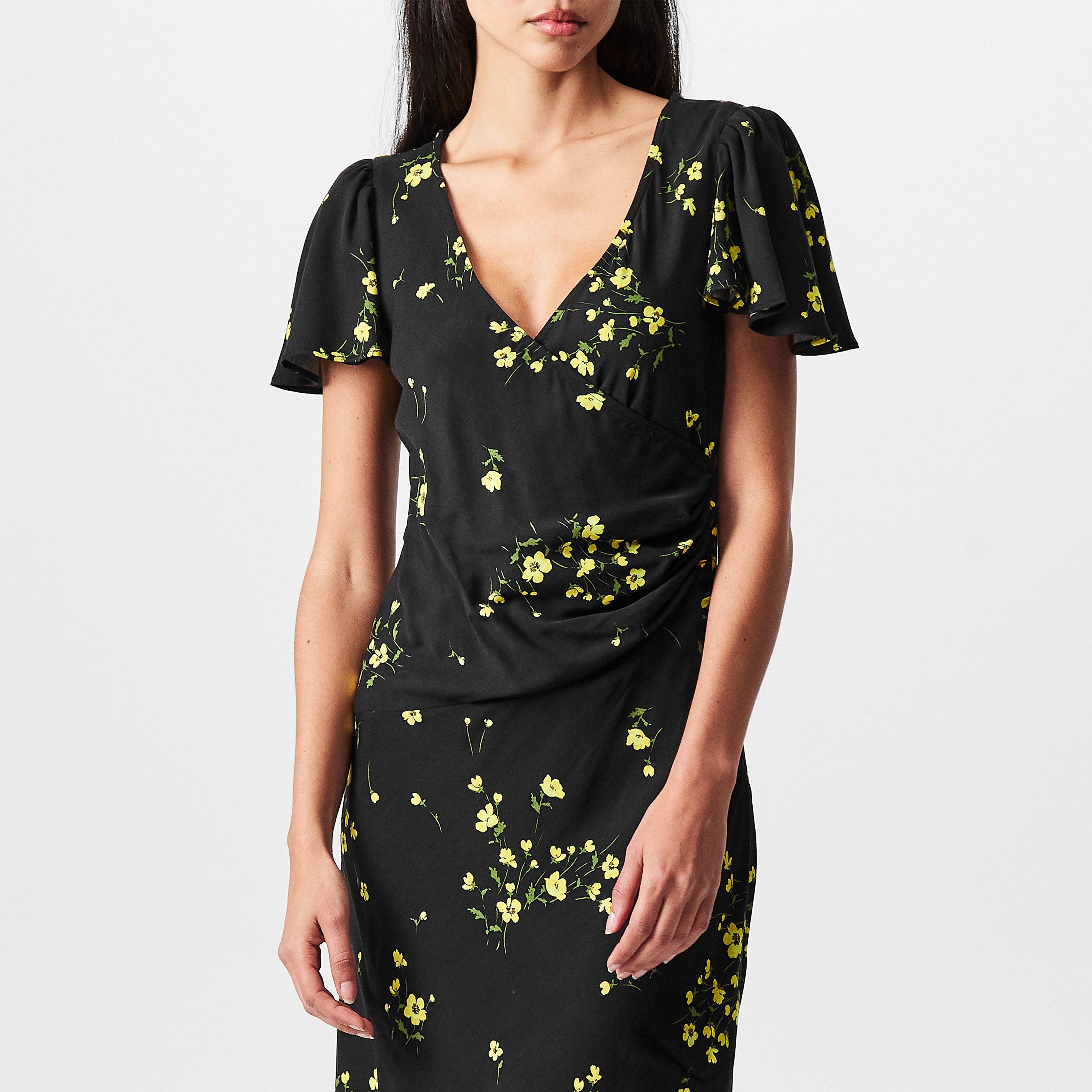 Black - Nobodys Child - Floral Blake Wrap Midi Dress - 3