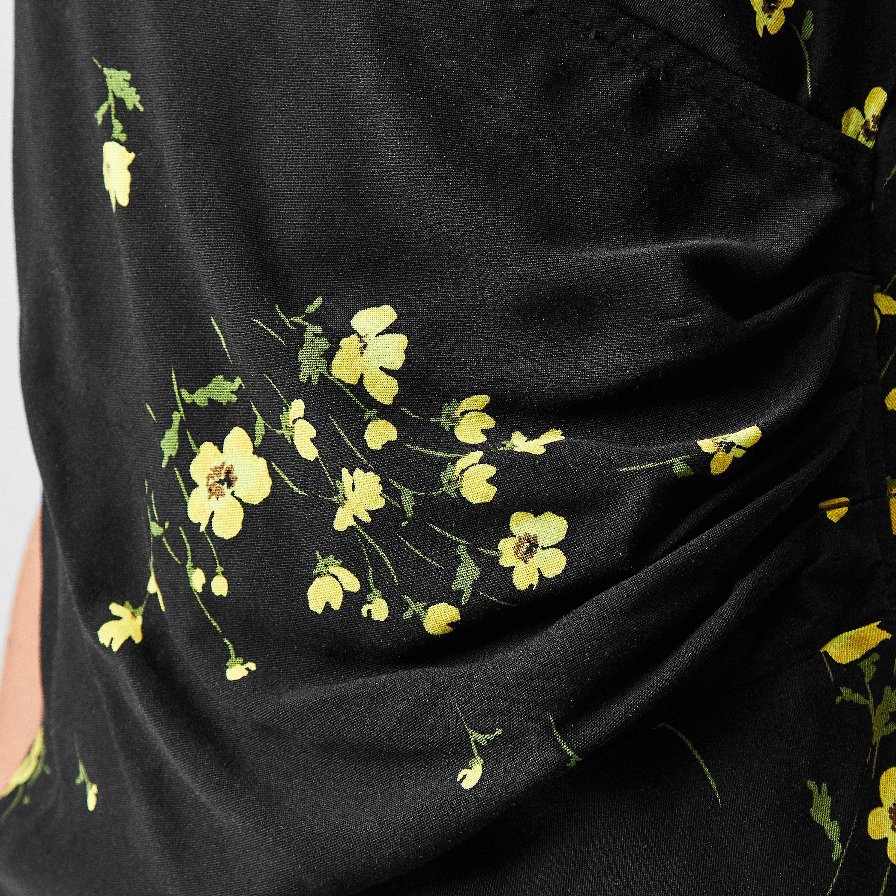 Black - Nobodys Child - Floral Blake Wrap Midi Dress - 5