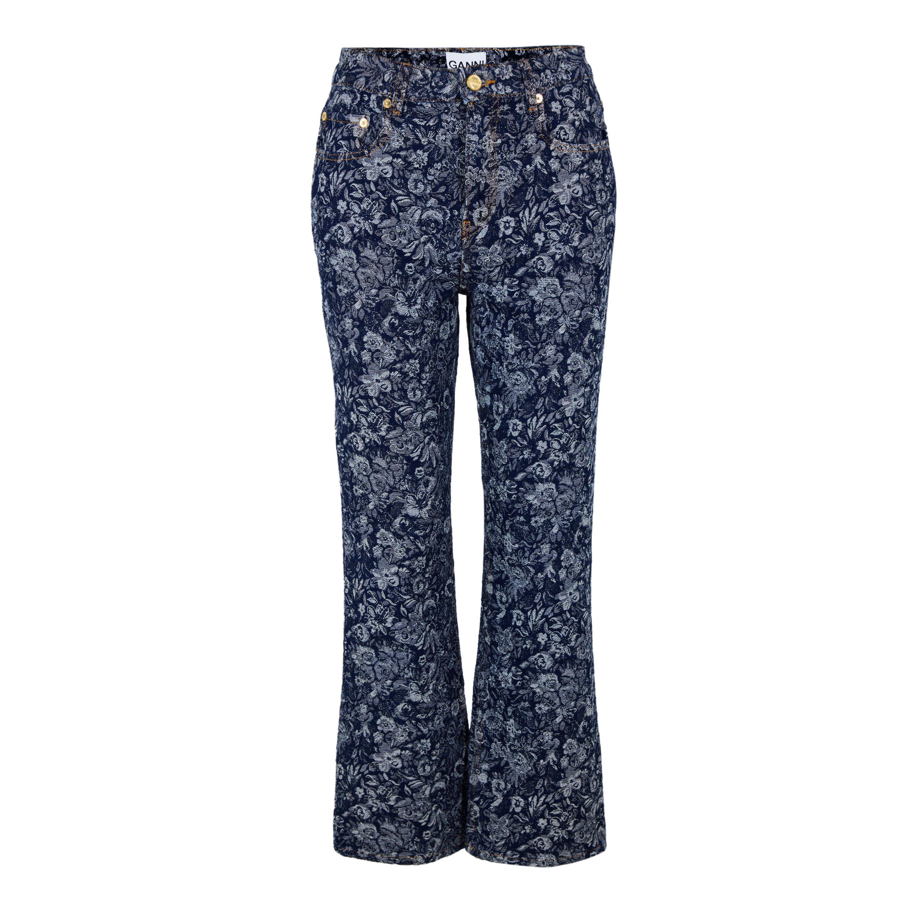 Ganni Women's Tapestry Denim Cropped Straight Leg Jeans - Rinse - Size 29 L33